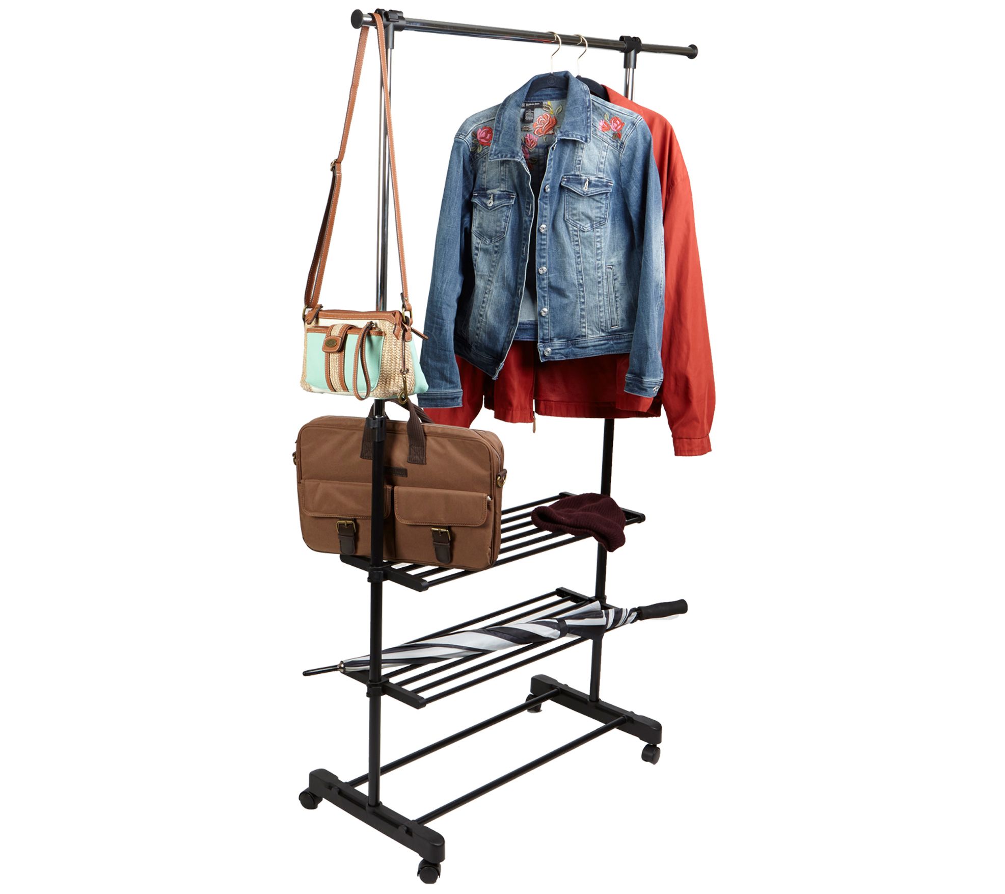 Mind Reader 2Shelf Adjustable Garment Rack