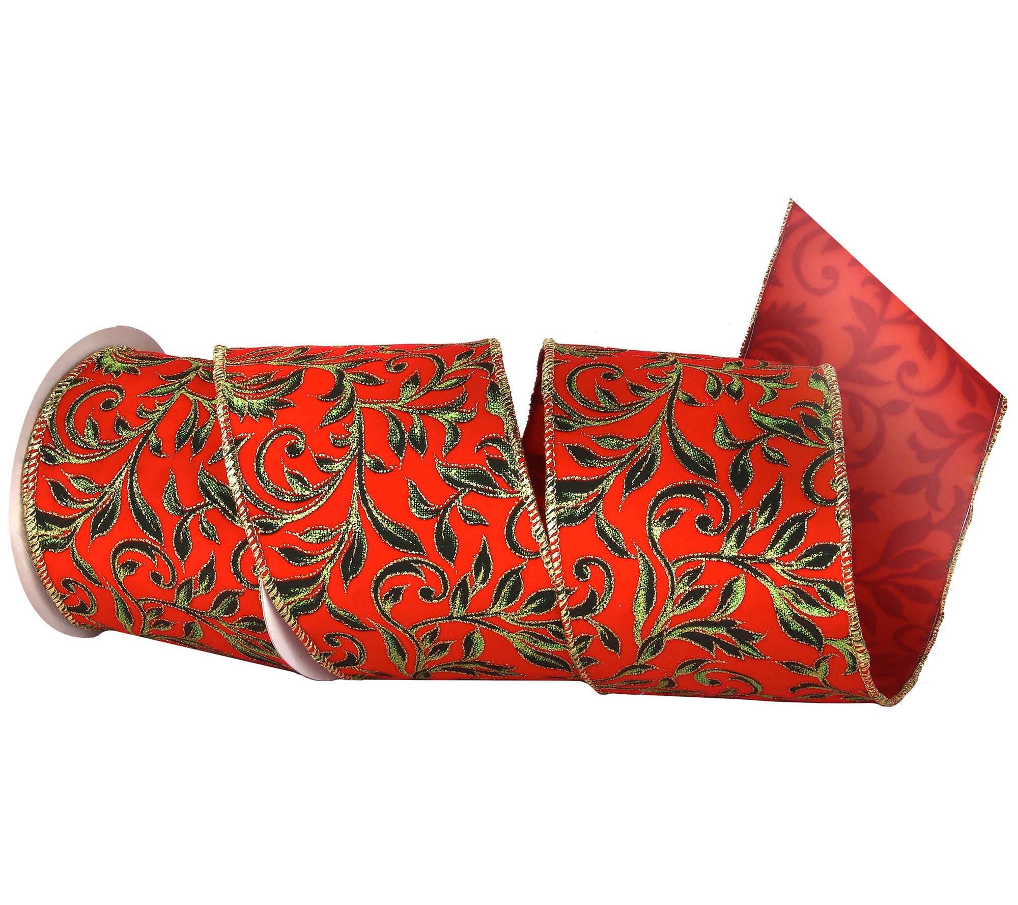 4" Printed Leaf Vine on Velvet Ribbon by Valeri e Set of 3