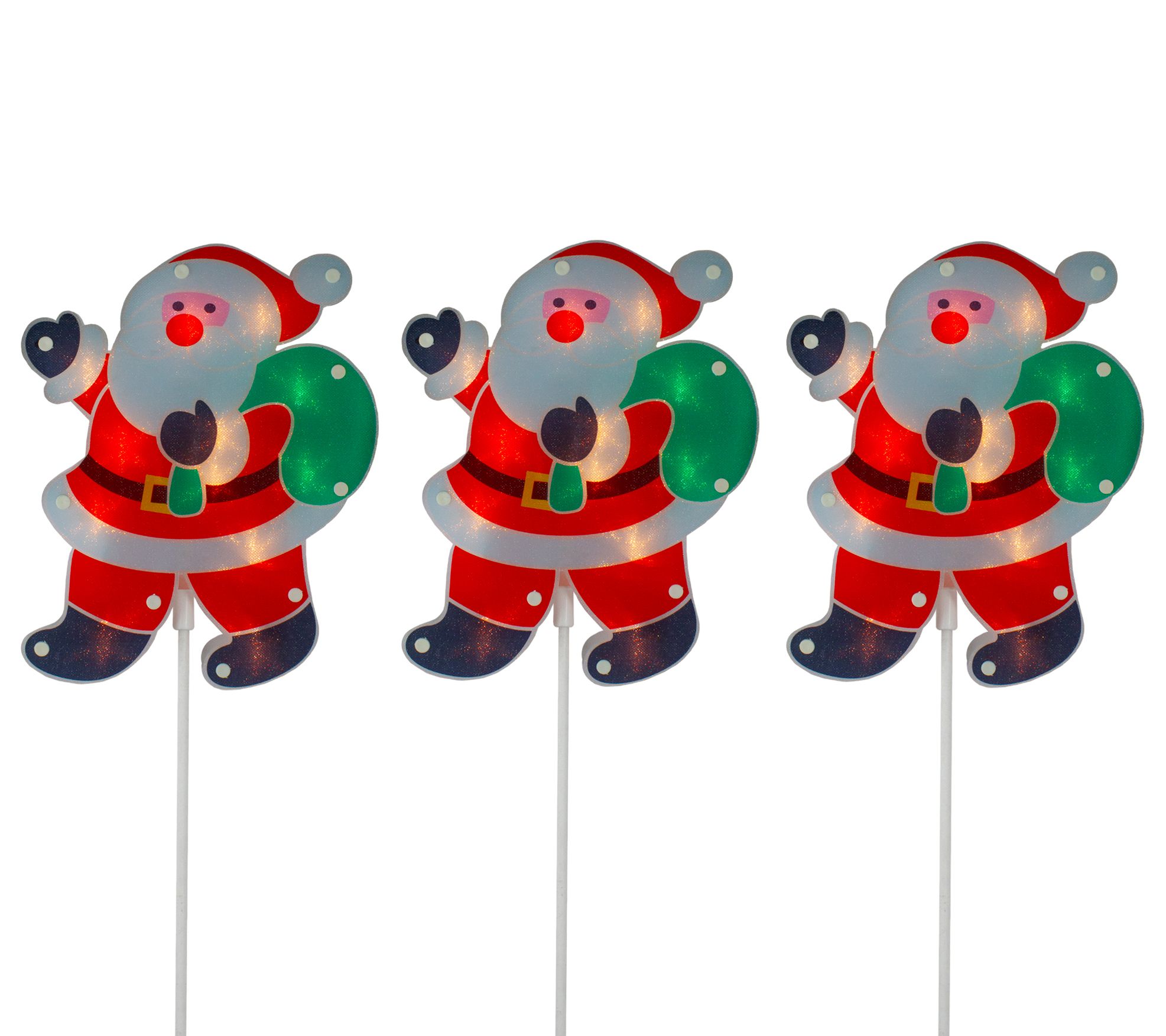 Northlight 3 Lighted Holographic Santa Claus Pathway Markers