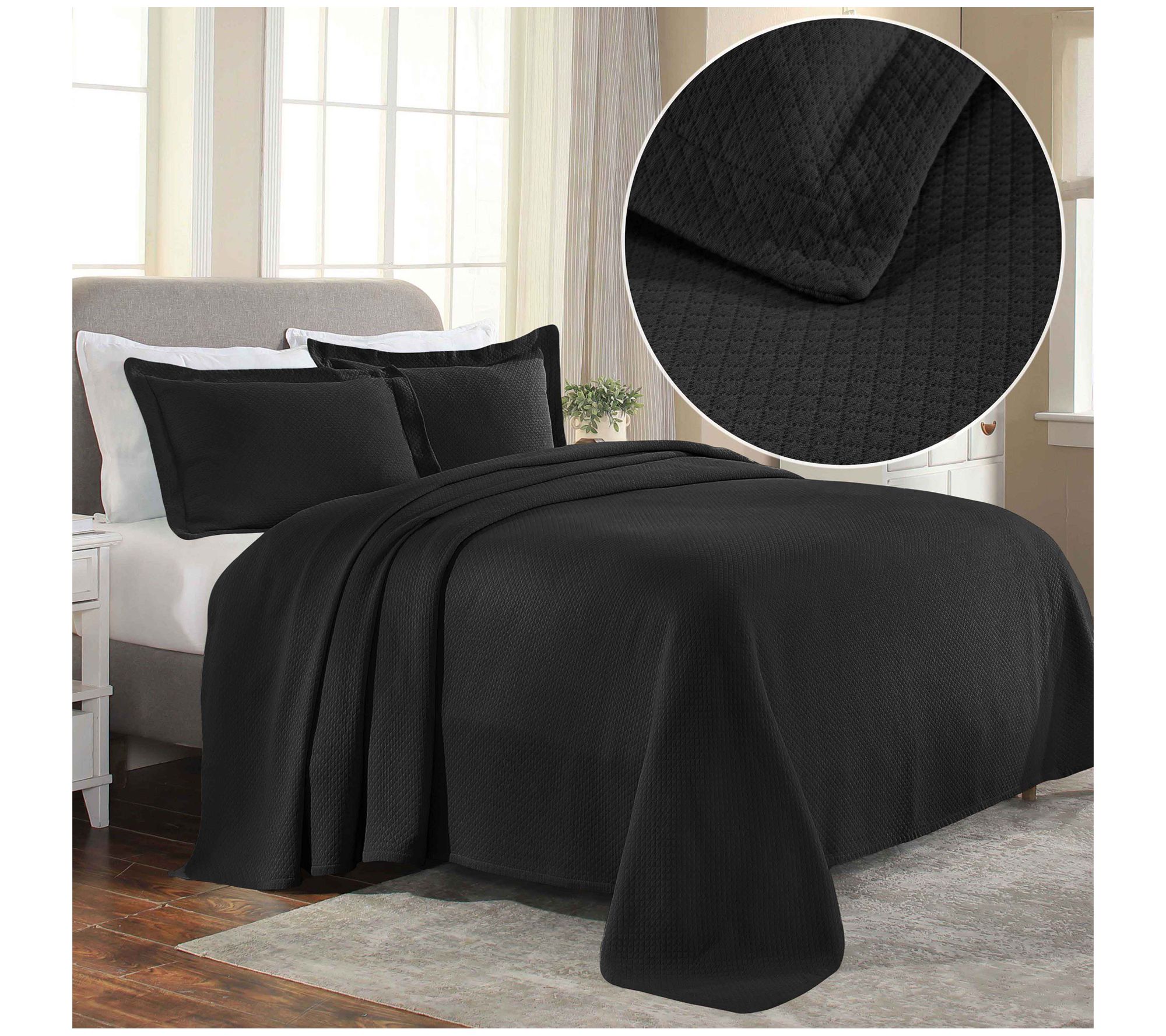 Superior Jacquard Cotton Diamond Bedspread Set,Twin