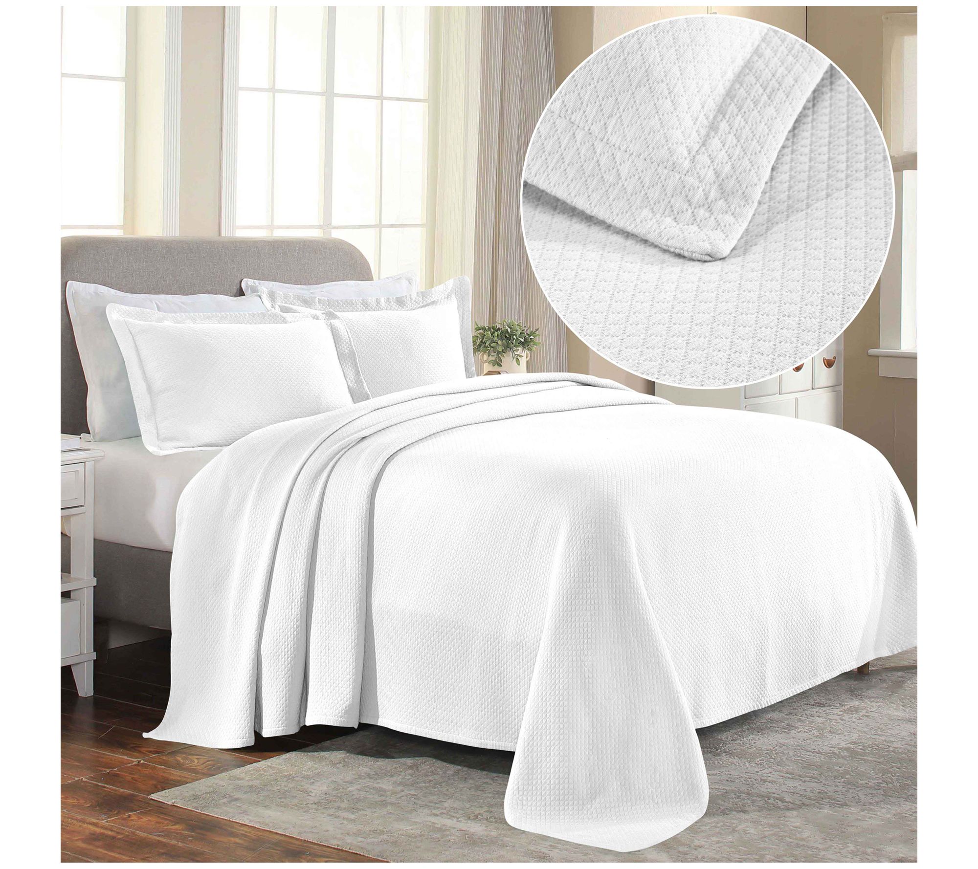 Superior Jacquard Cotton Diamond Bedspread Set,Twin