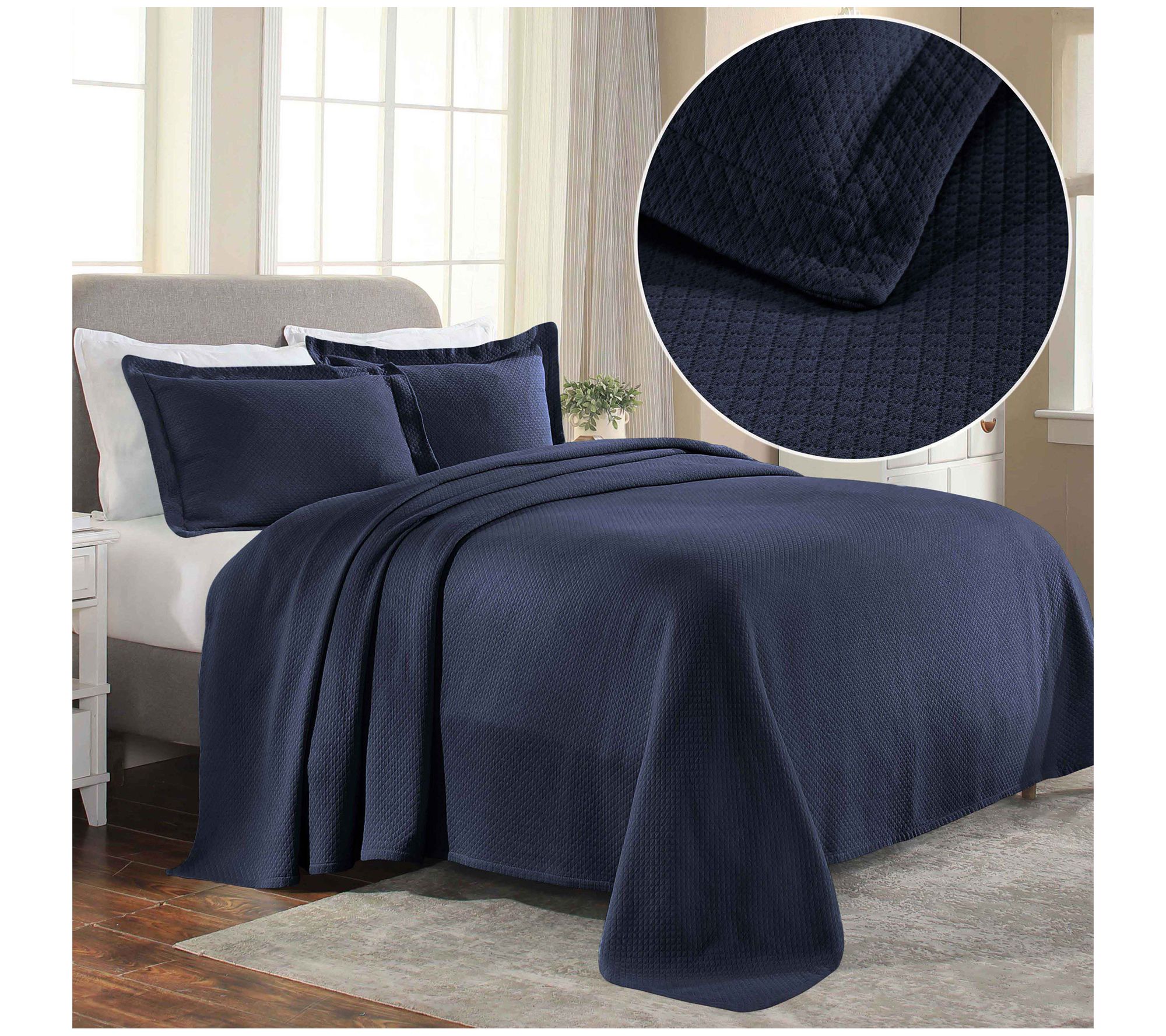Superior Jacquard Cotton Diamond Bedspread Set,Twin