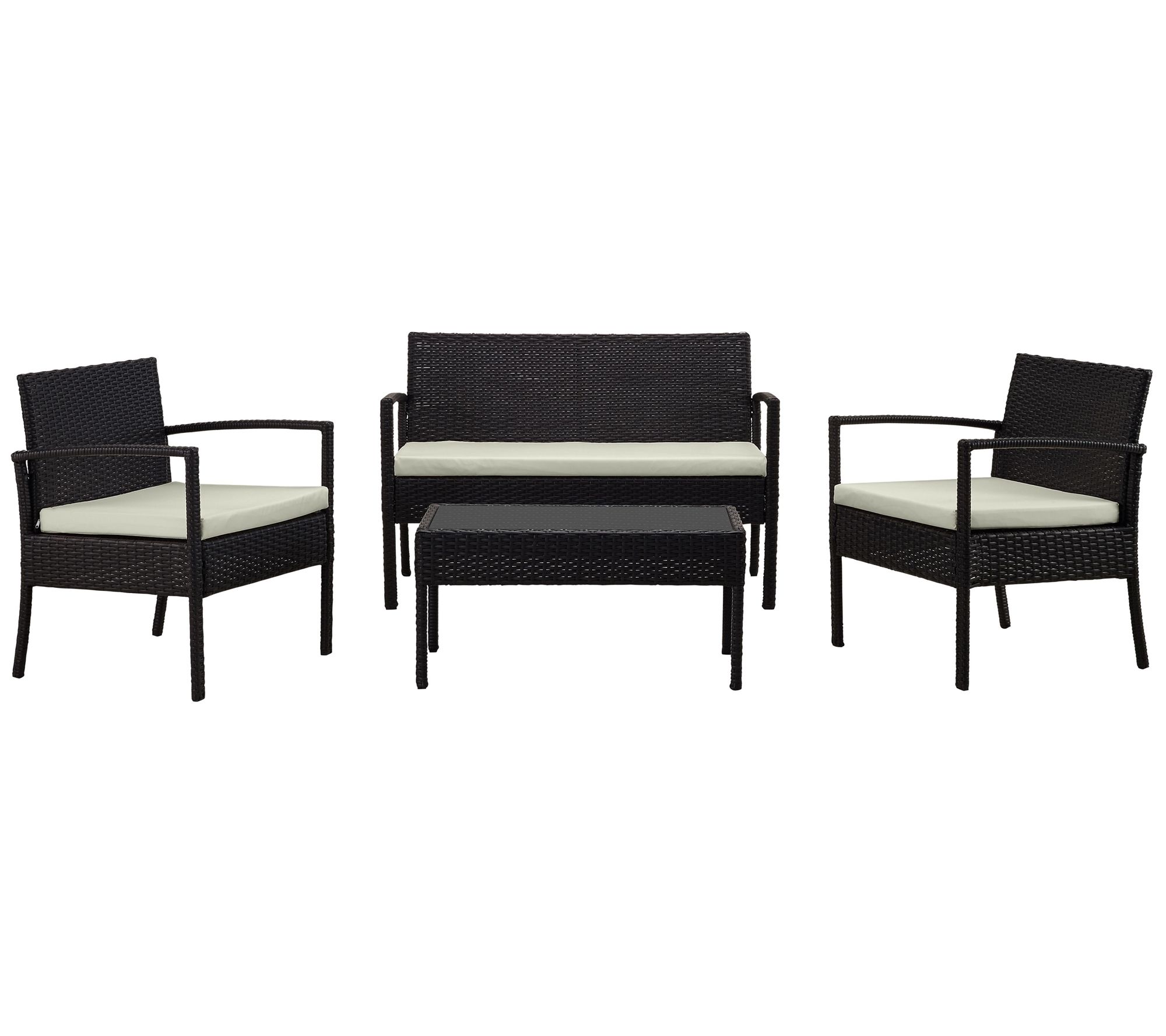Noli Steel Rattan 4-Piece Patio Conversation Set with Cushions