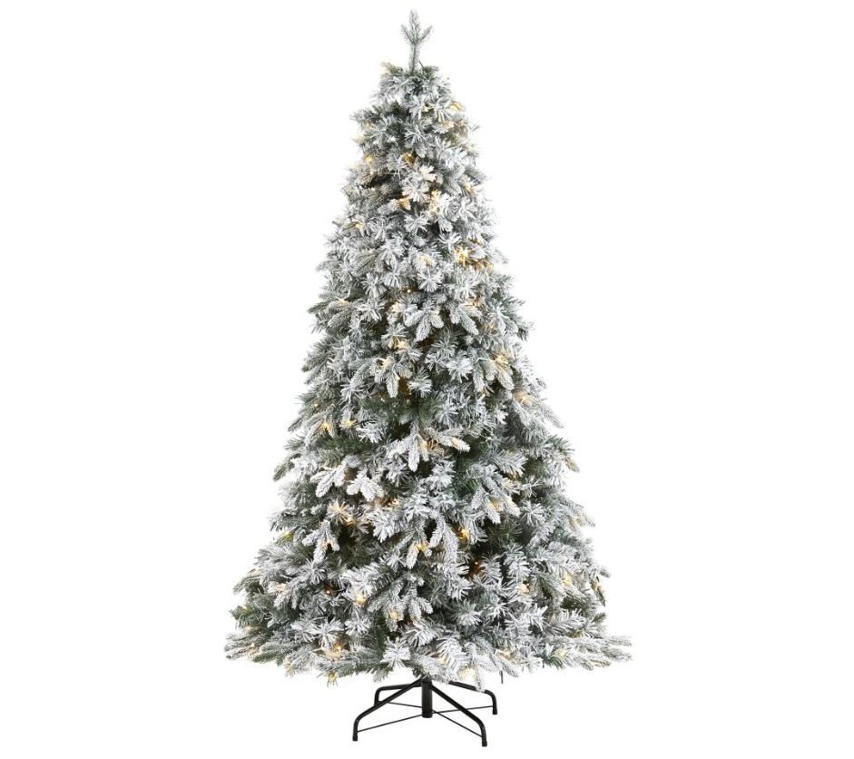 Nearly Natural 5-ft Flocked Lit Christmas Tree