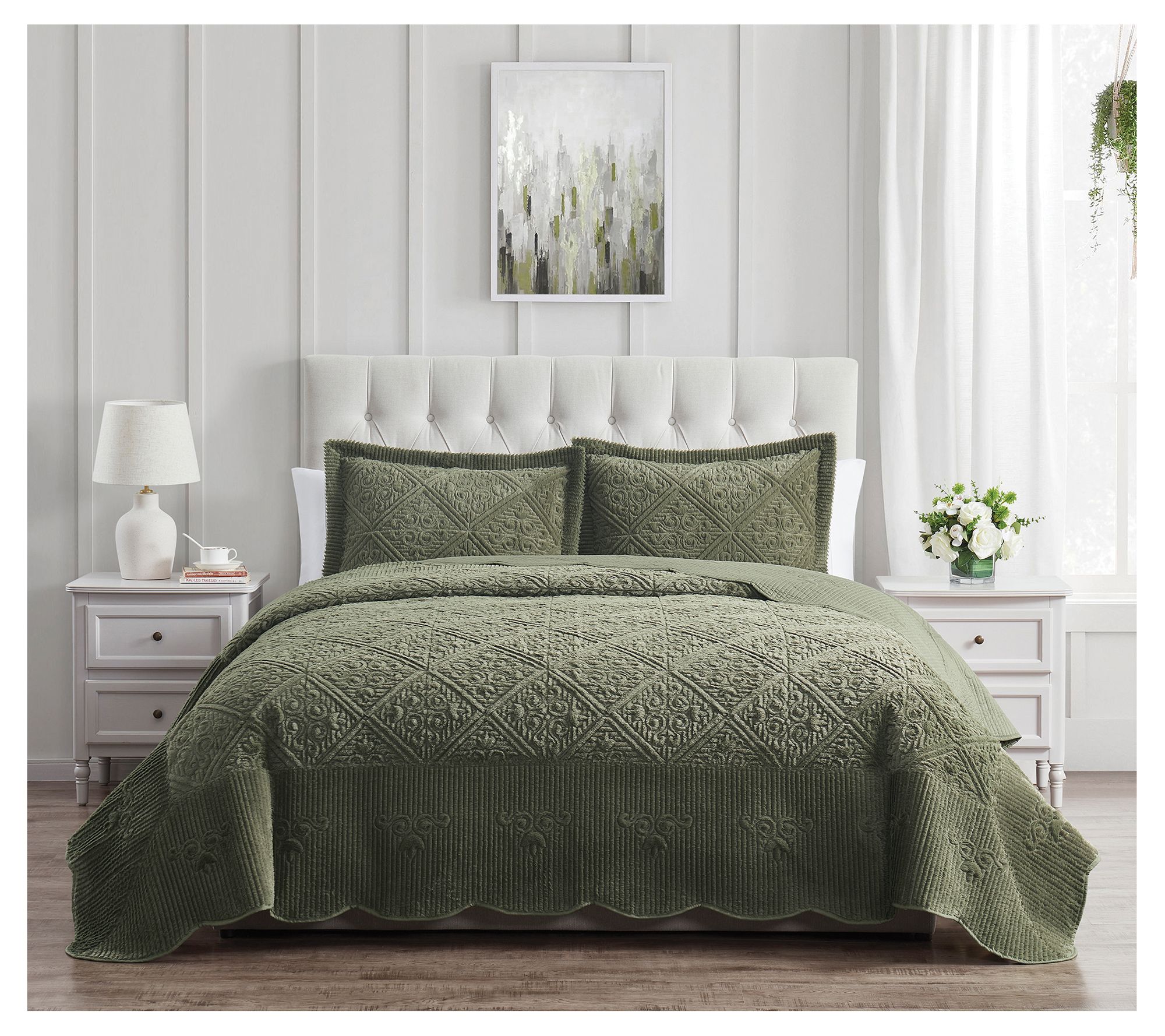 VCNY Home Westland Quilted Plush Bedspread Set,  Queen
