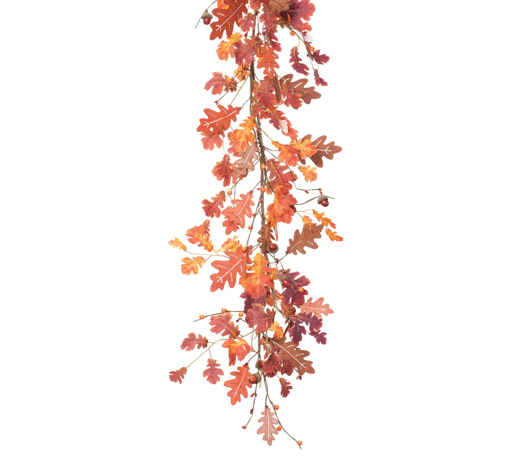 Melrose Fall Oak Leaf Garland (Set of 2) - QVC.com