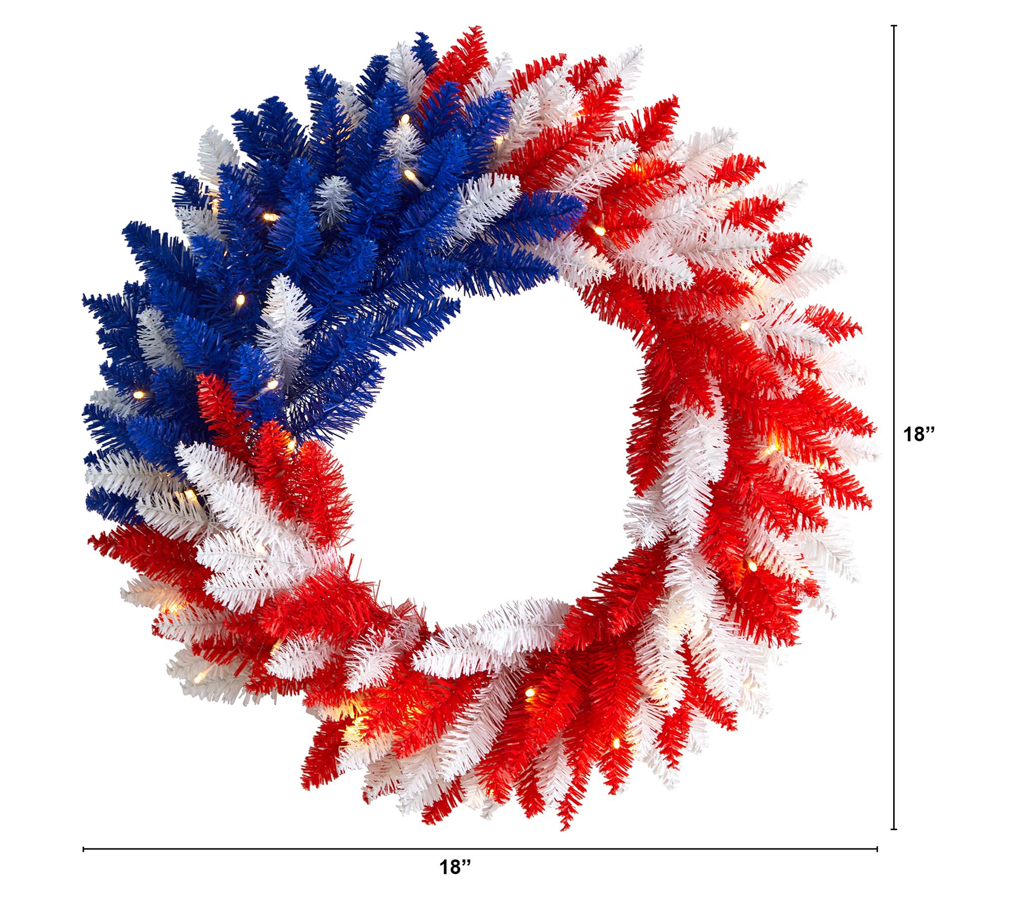 Nearly Natural 18" Patriotic Wreath with 20 LEDLights