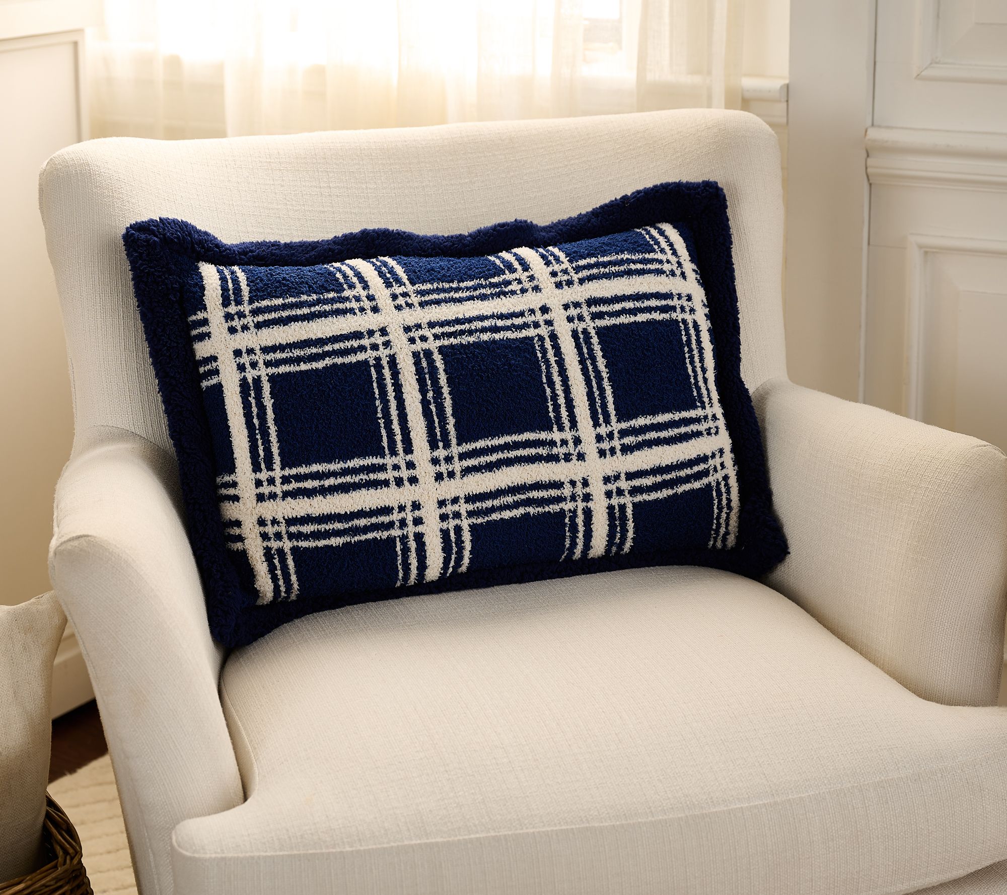 13" x 20" Feather Knit & Sherpa Lumbar Pillow by Kim Gravel