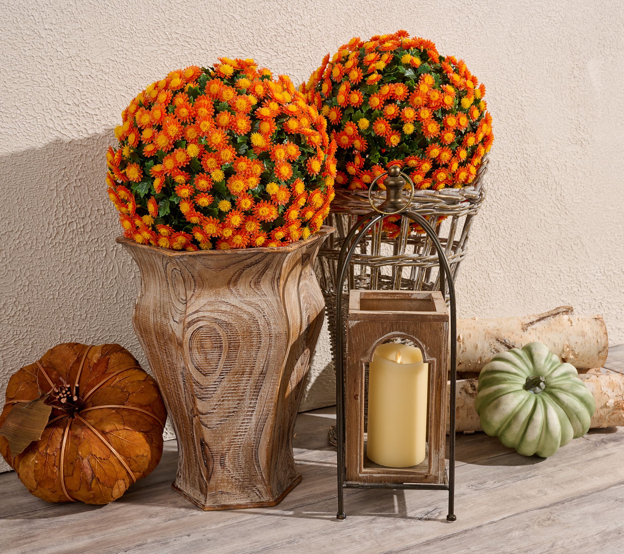 Wicker Park Set of 2 Oversized Harvest Faux Mum Spheres