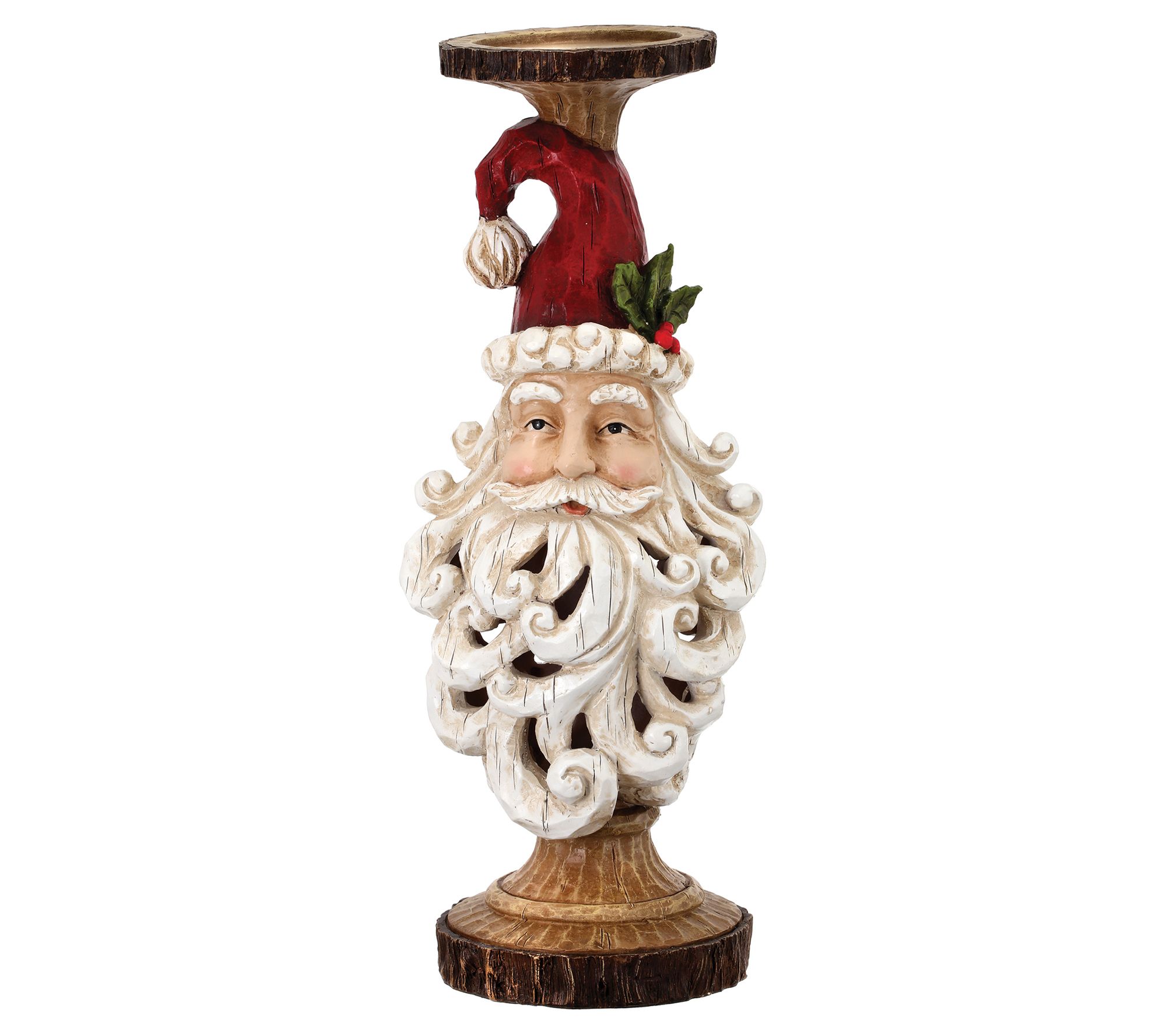 15.5" Resin Santa Head Cutout Beard Candle Holder by Valerie