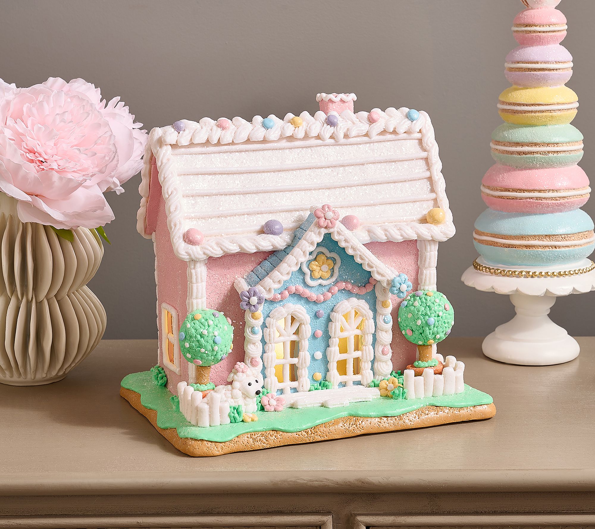 Illuminated Gingerbread Easter House with Lamb by Valerie