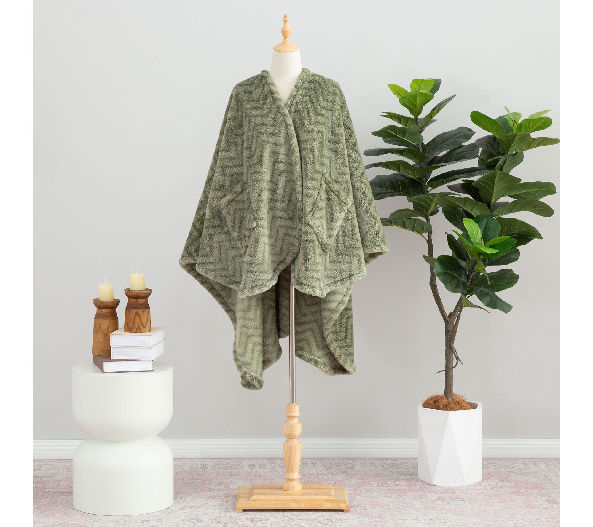 Berkshire Spaloft Classic Herringbone Wearable Throw - QVC.com