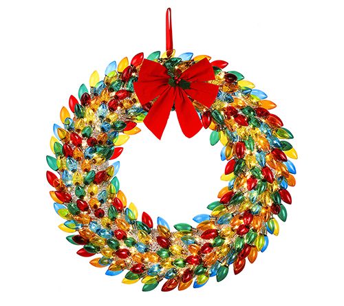 Mr. Christmas 30 in. Retro C9 Bulb Wreath - Multi-Color