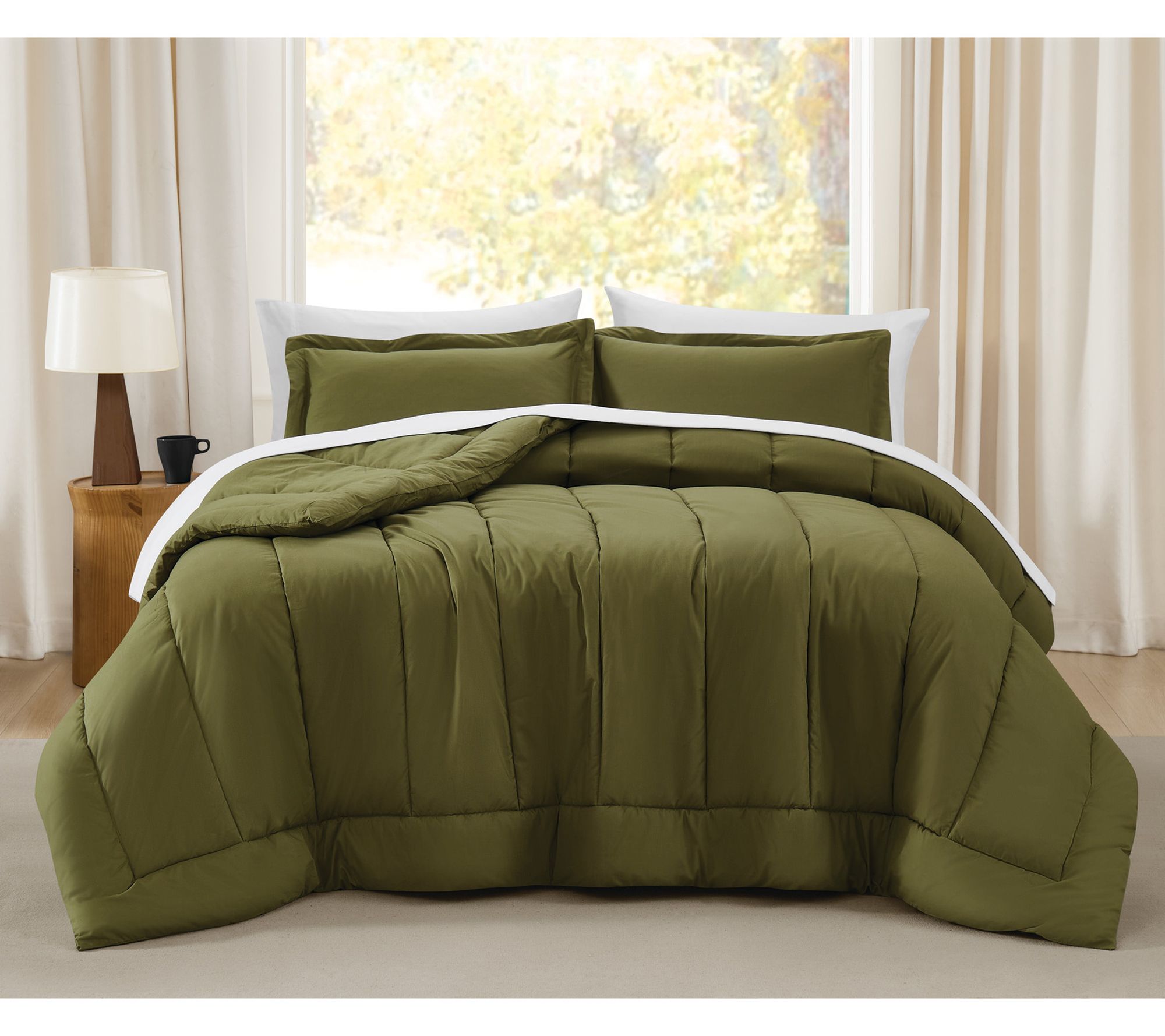 Brooklyn Loom Oversized Cotton Percale Fu/Qn 3pc Comforter Set