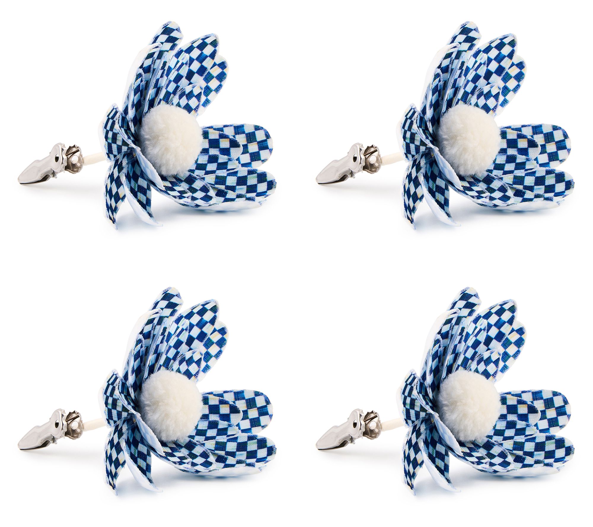 MacKenzie Childs Set of 4 Checked Flower Clips