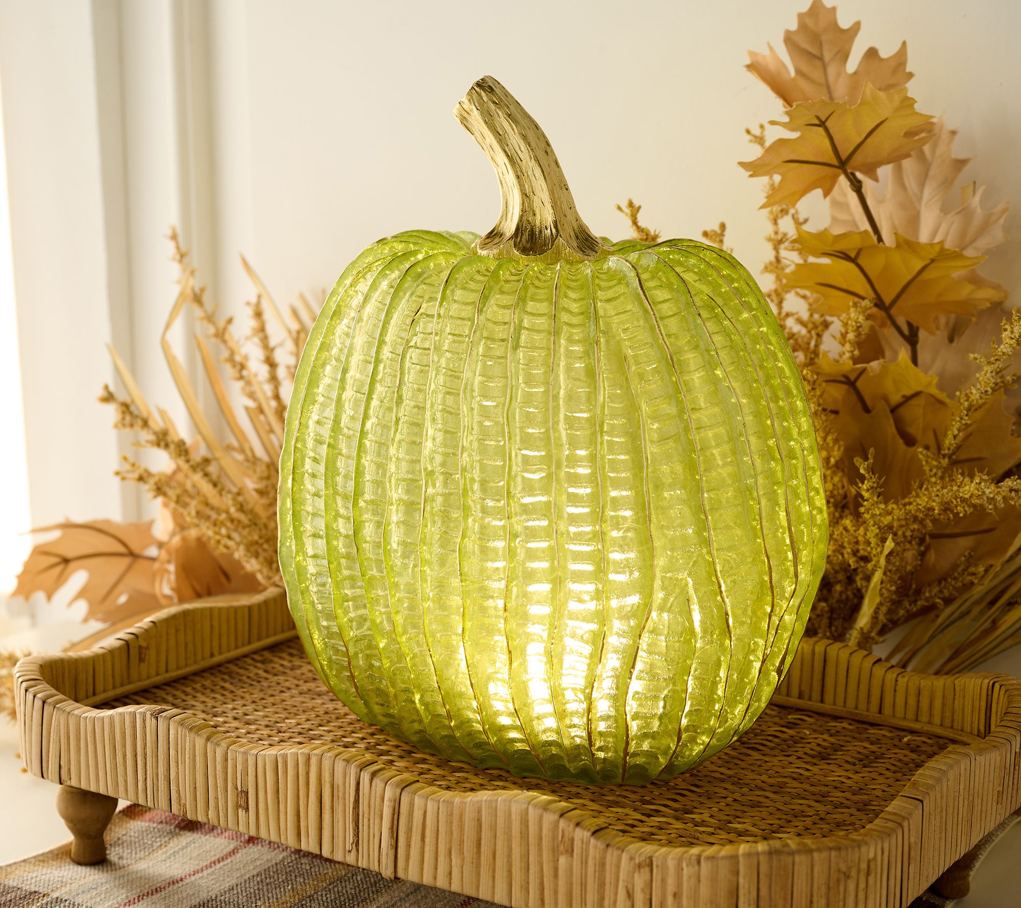 11" Illuminated Textured Pumpkin by Valerie