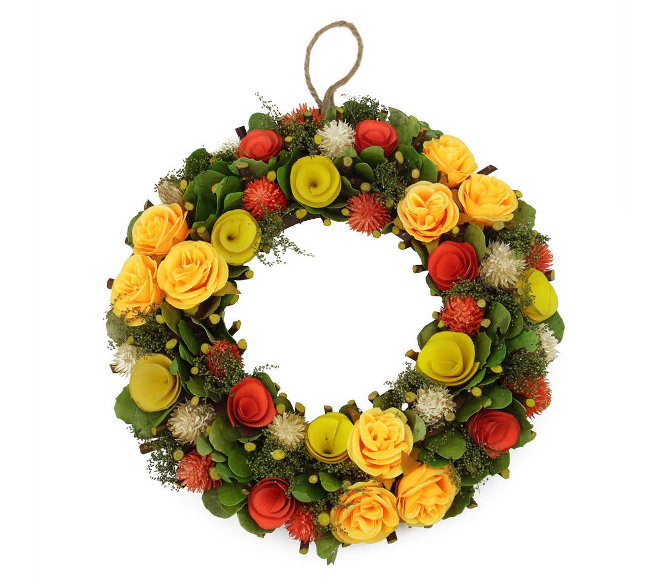 Northlight 12" Flowers with Moss and Twig Floral Spring Wreath