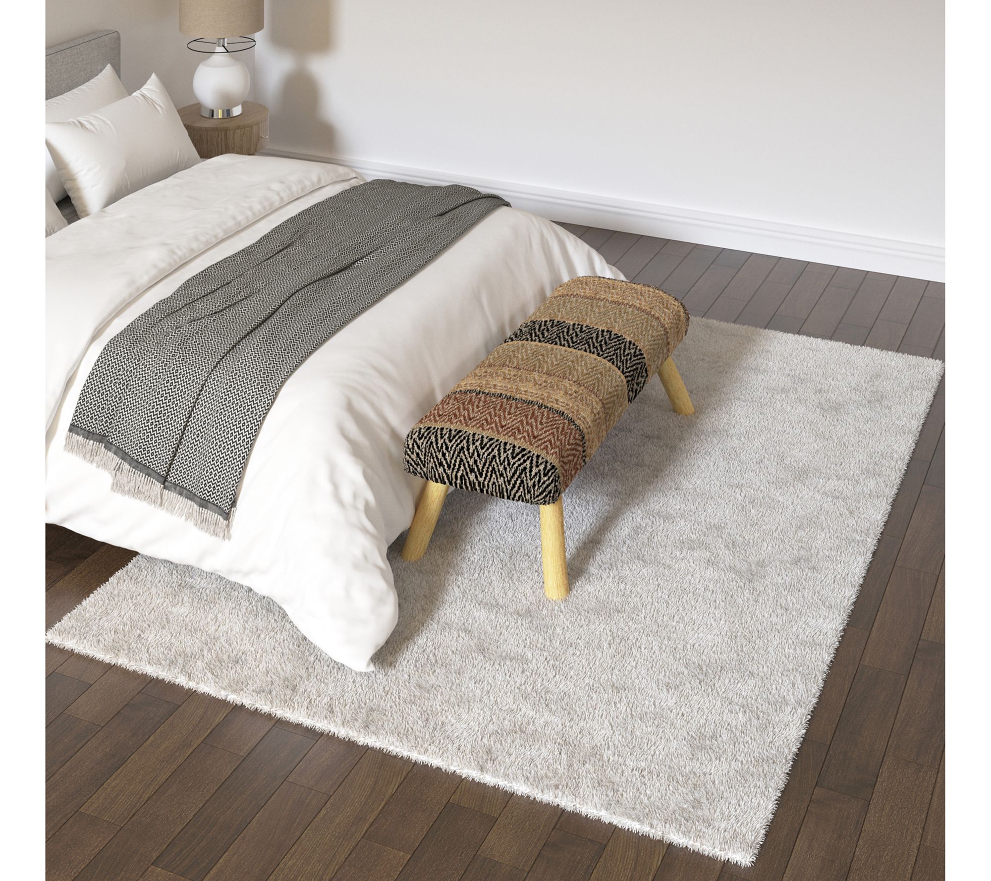 Ox Bay Plush Shag Handloomed Polyester Indoor Rug, 5' x 7'