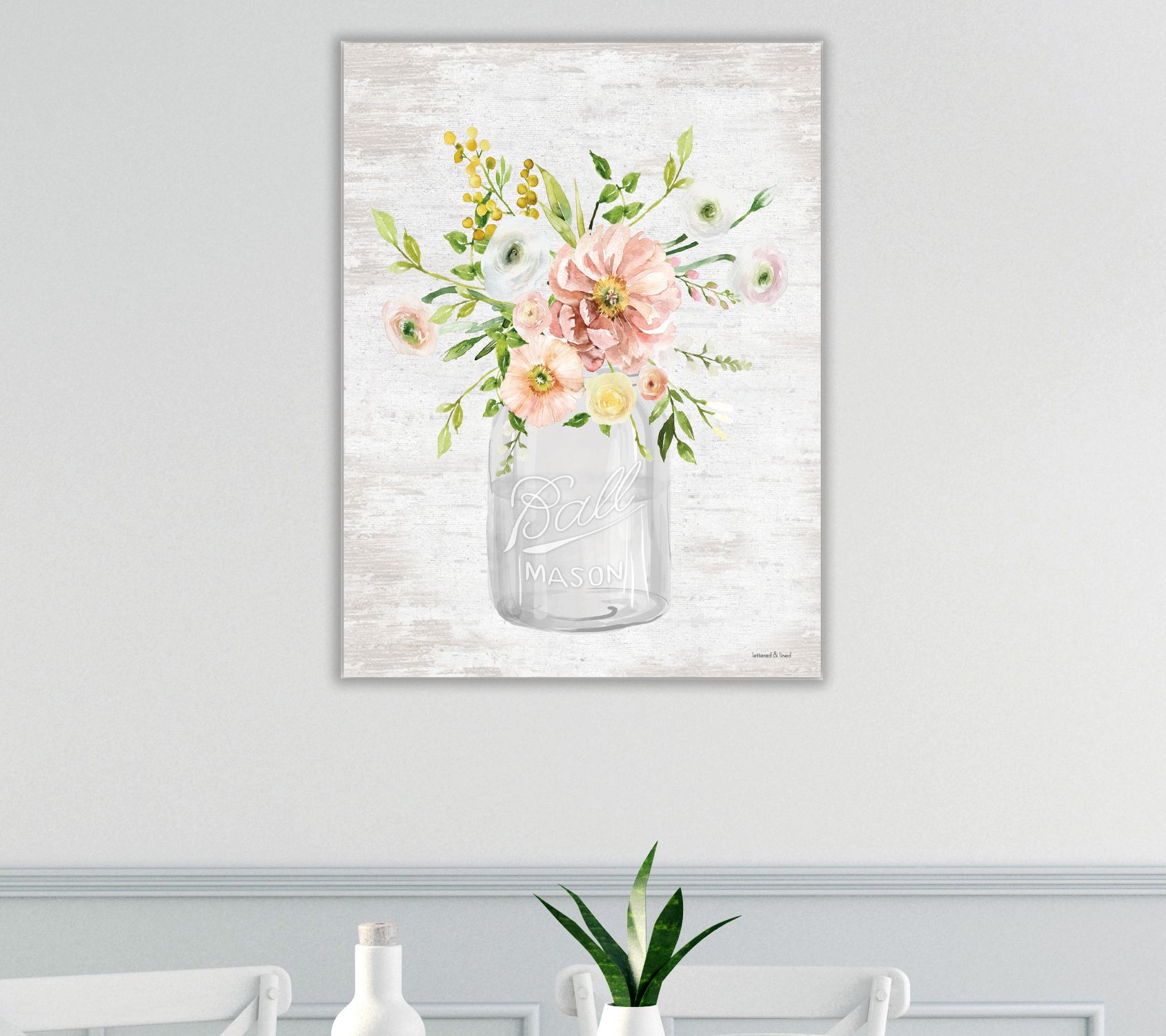 Courtside Market Spring Floral Bouquet Blush 16x20 Canvas Wall