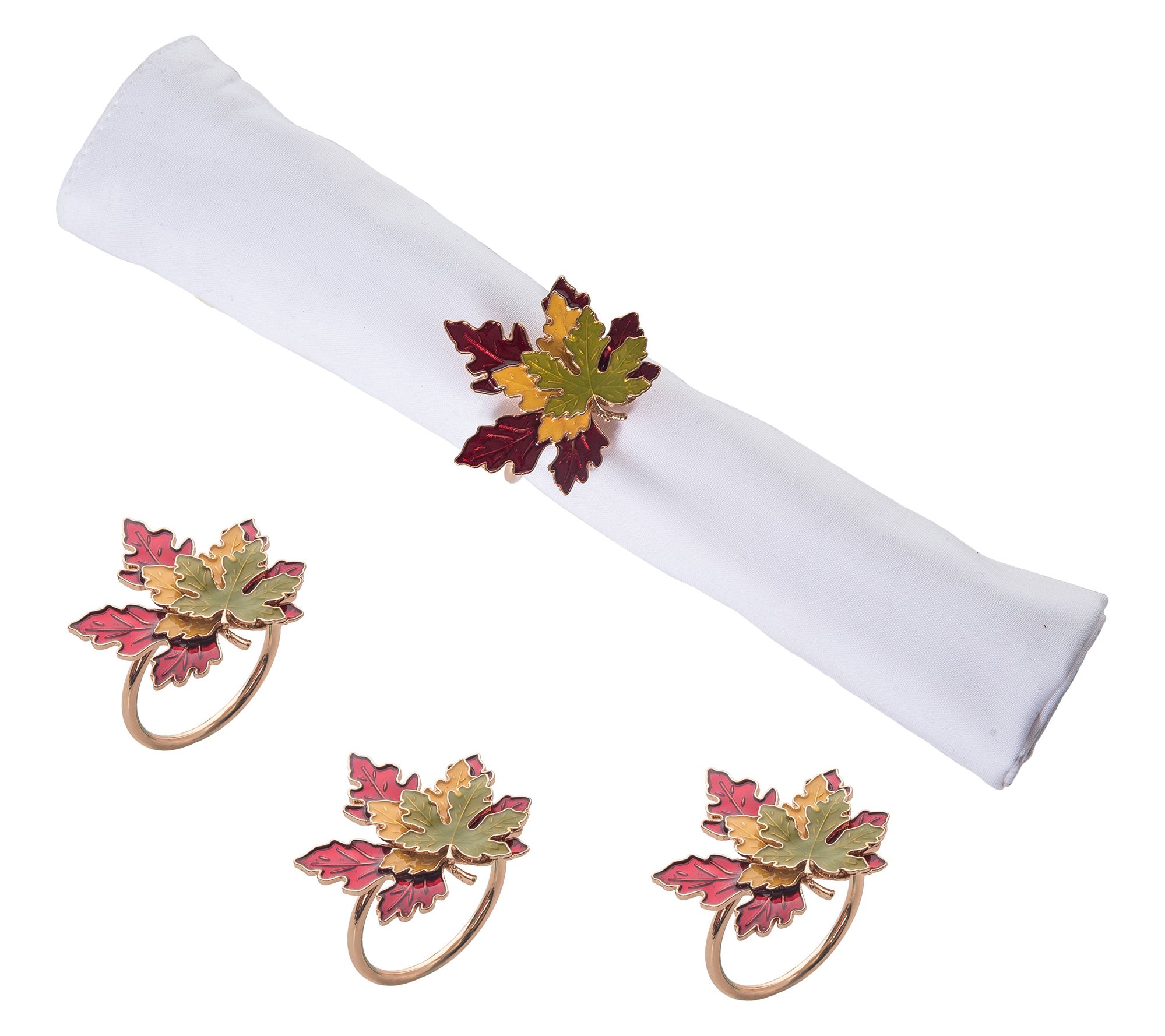 Maple Leaves Napkin Ring Set of 4 by Valerie