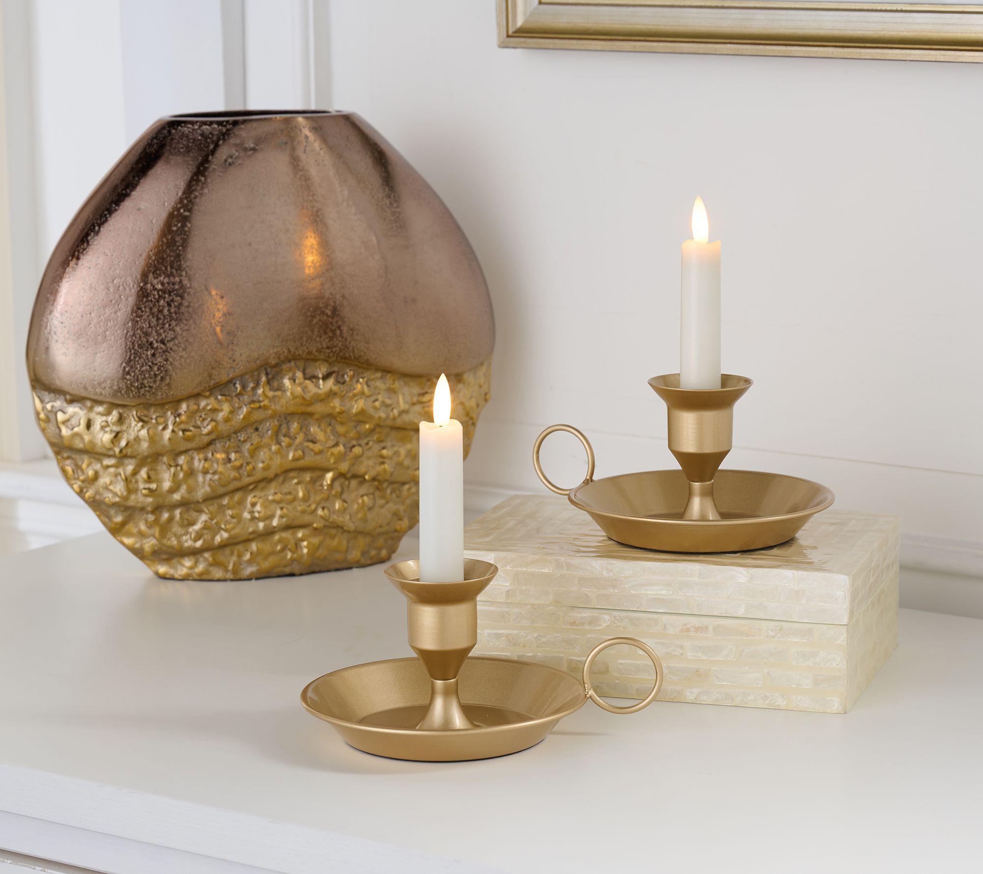 Home Reflections Set of 2 Metal Vintage Taper Holders