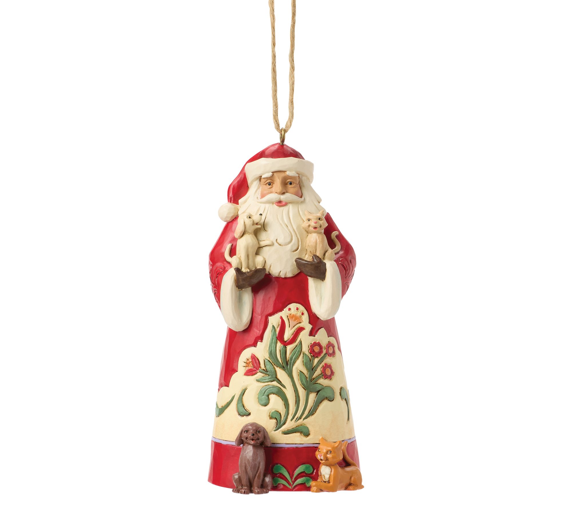 Jim Shore Heartwood Creek Santa With Pets Ornament 4.65in H
