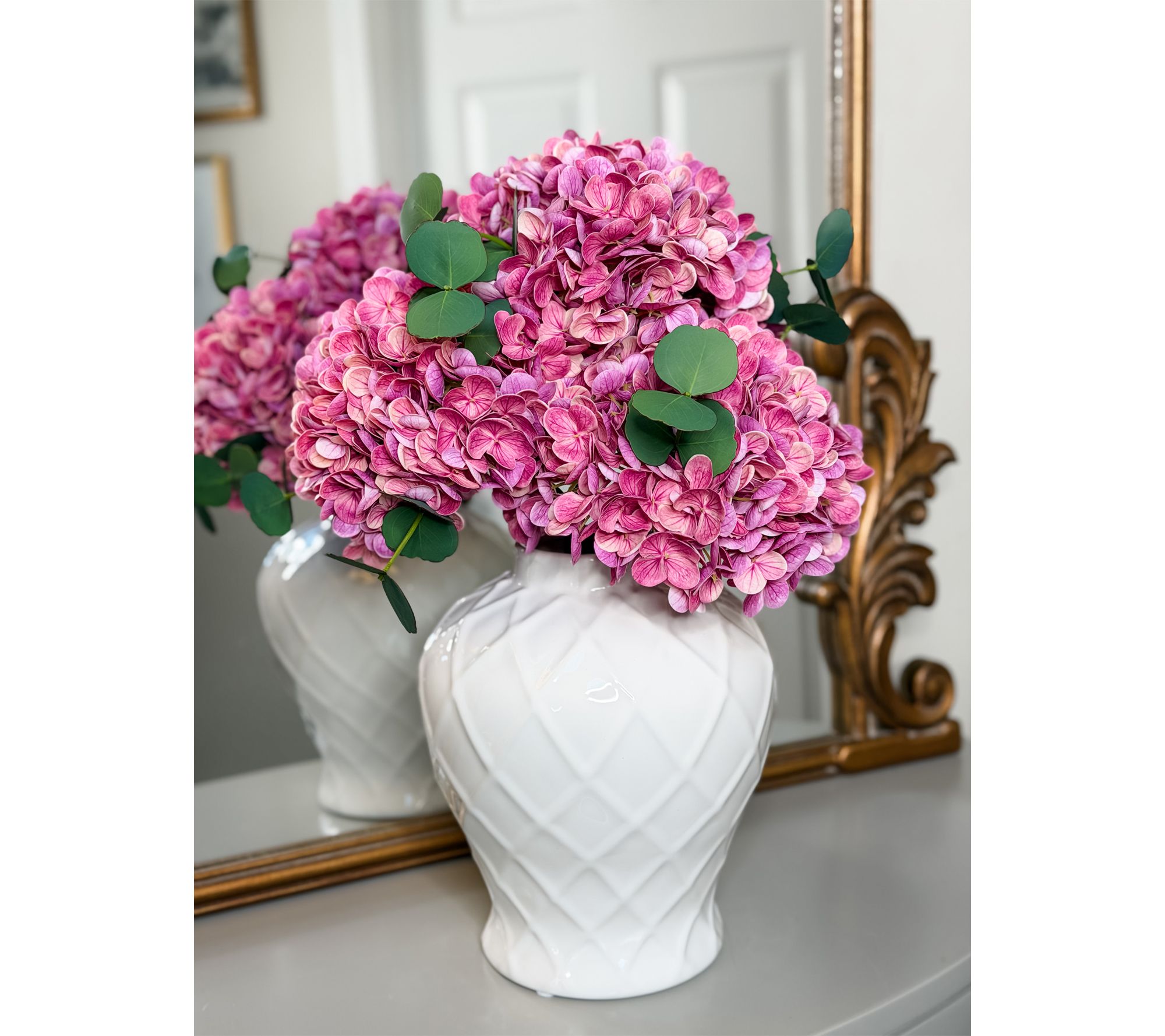 Simply Stunning S/3 Real Touch 24" Hydrangea Stems by Janine Graff