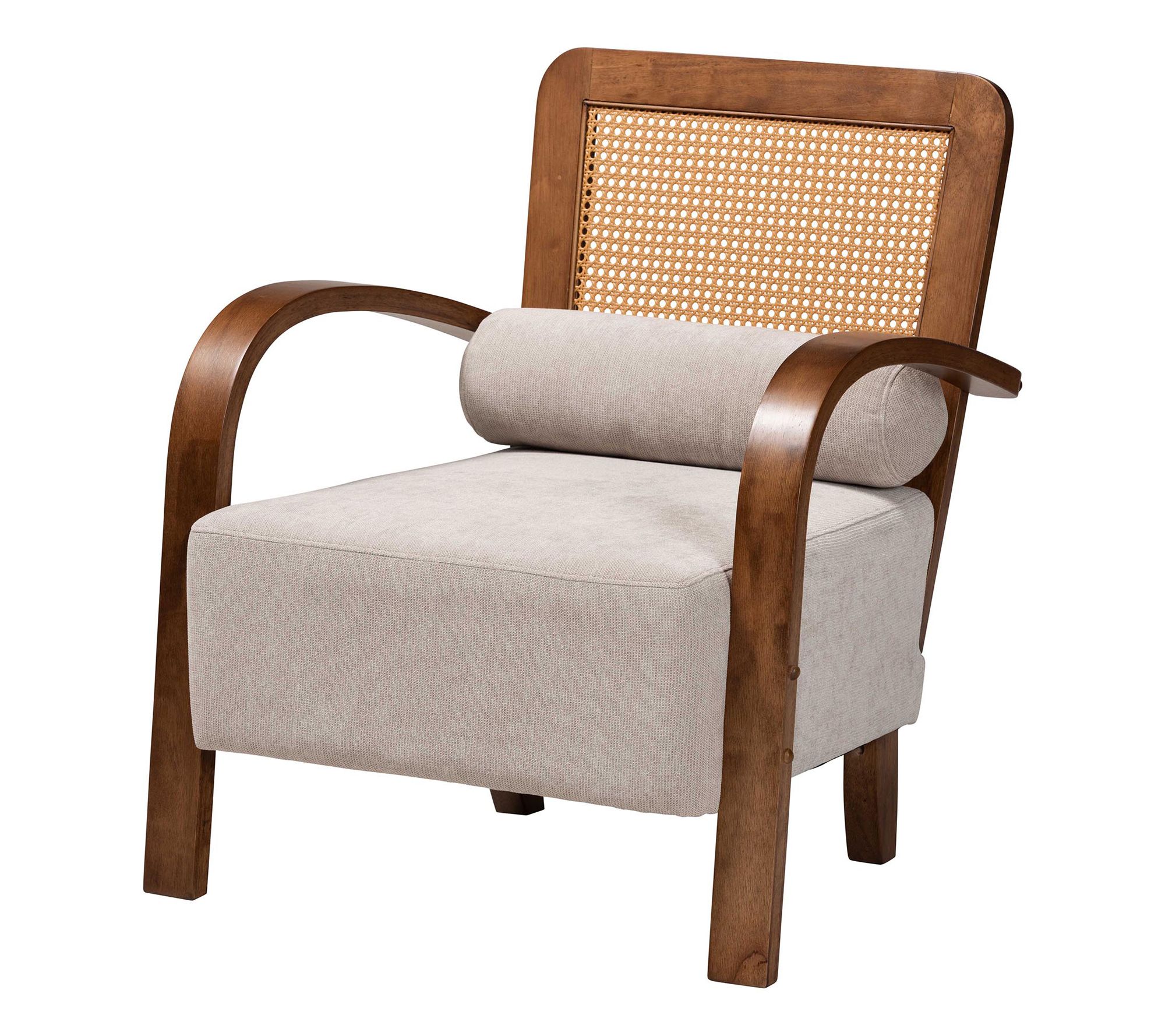 Baxton Studio Sage Grey Fabric and Walnut BrownWood Arm Chair