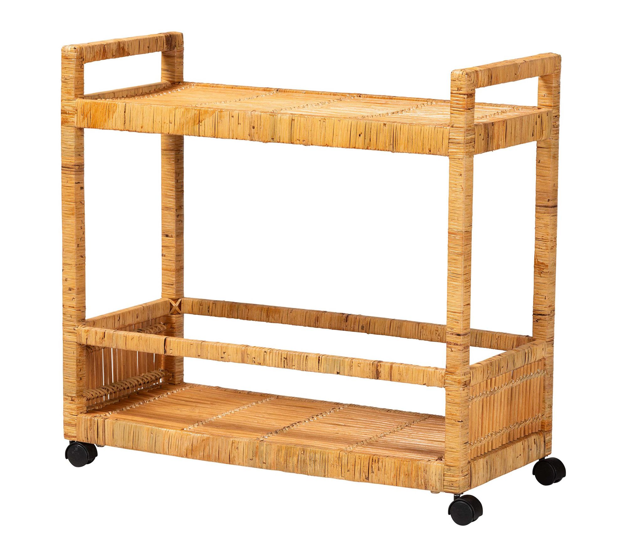 bali & pari Genet Natural Rattan and Teak WoodKitchen Cart