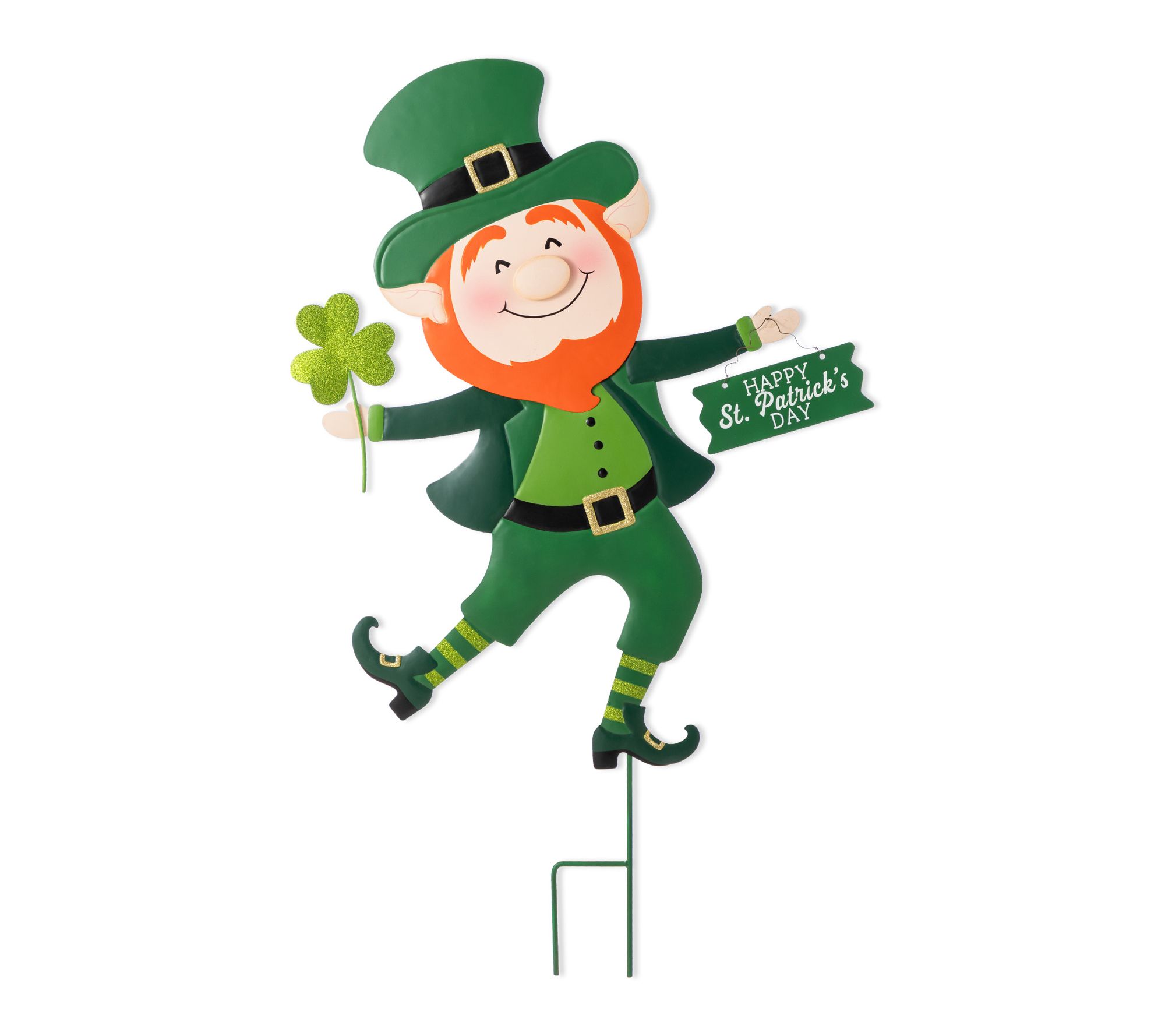 Glitzhome 36"H St. Patrick's Metal Leprechaun Garden Stake
