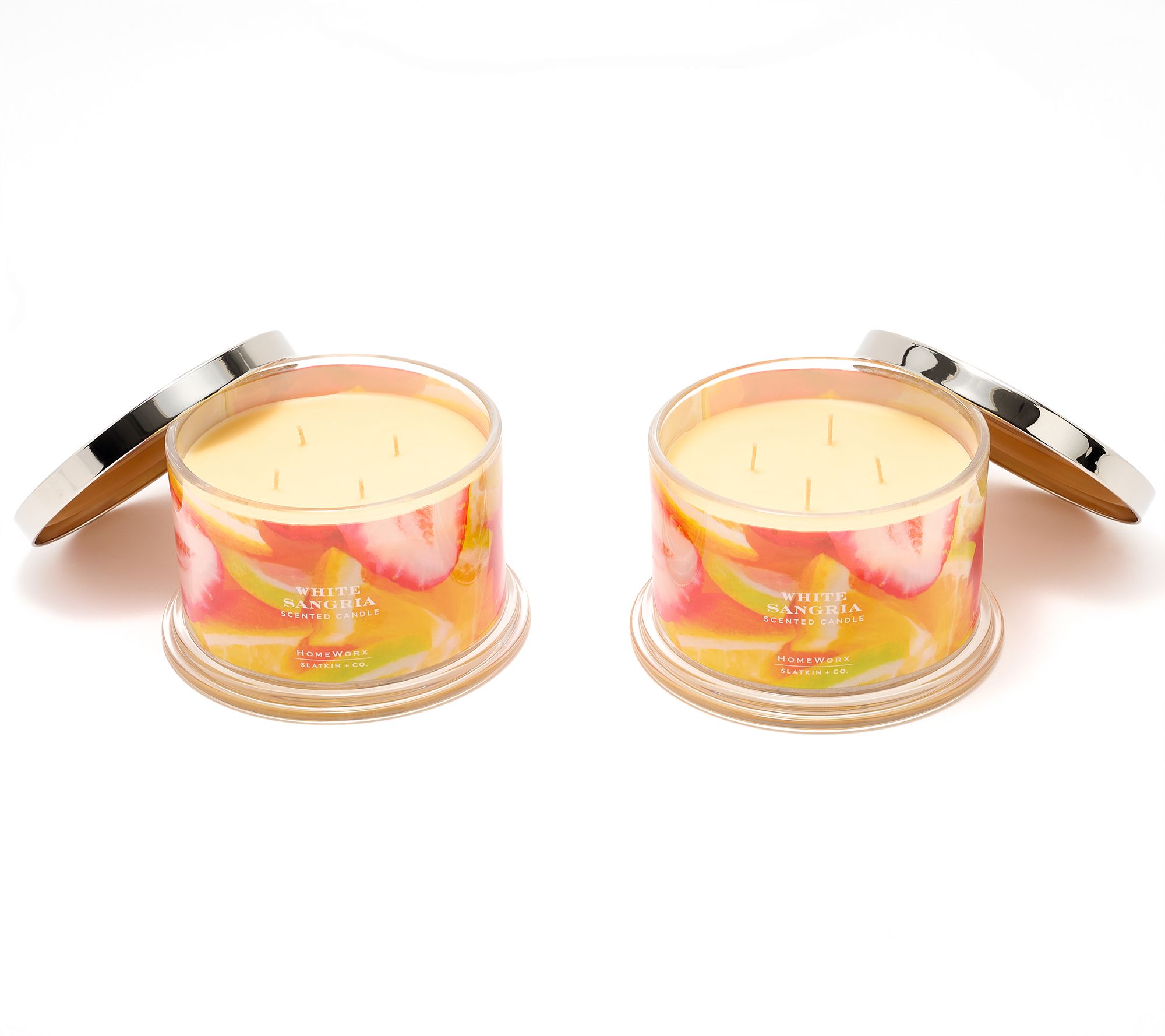 HomeWorx by Slatkin + Co. S/2 18oz White Sangria Candles