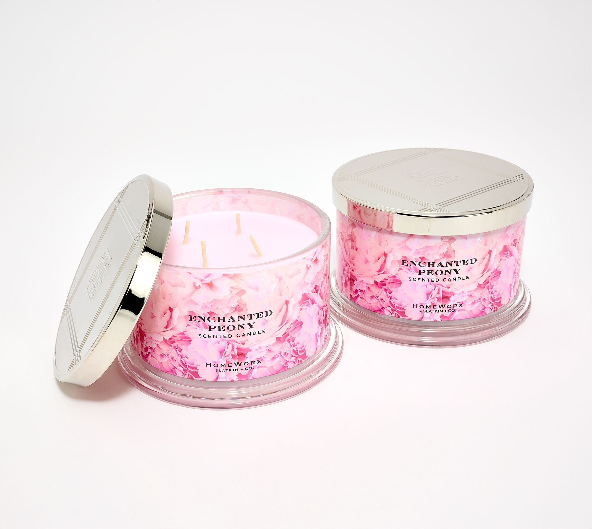 HomeWorx by Slatkin + Co. S/2 18oz Enchanted Peony Candles