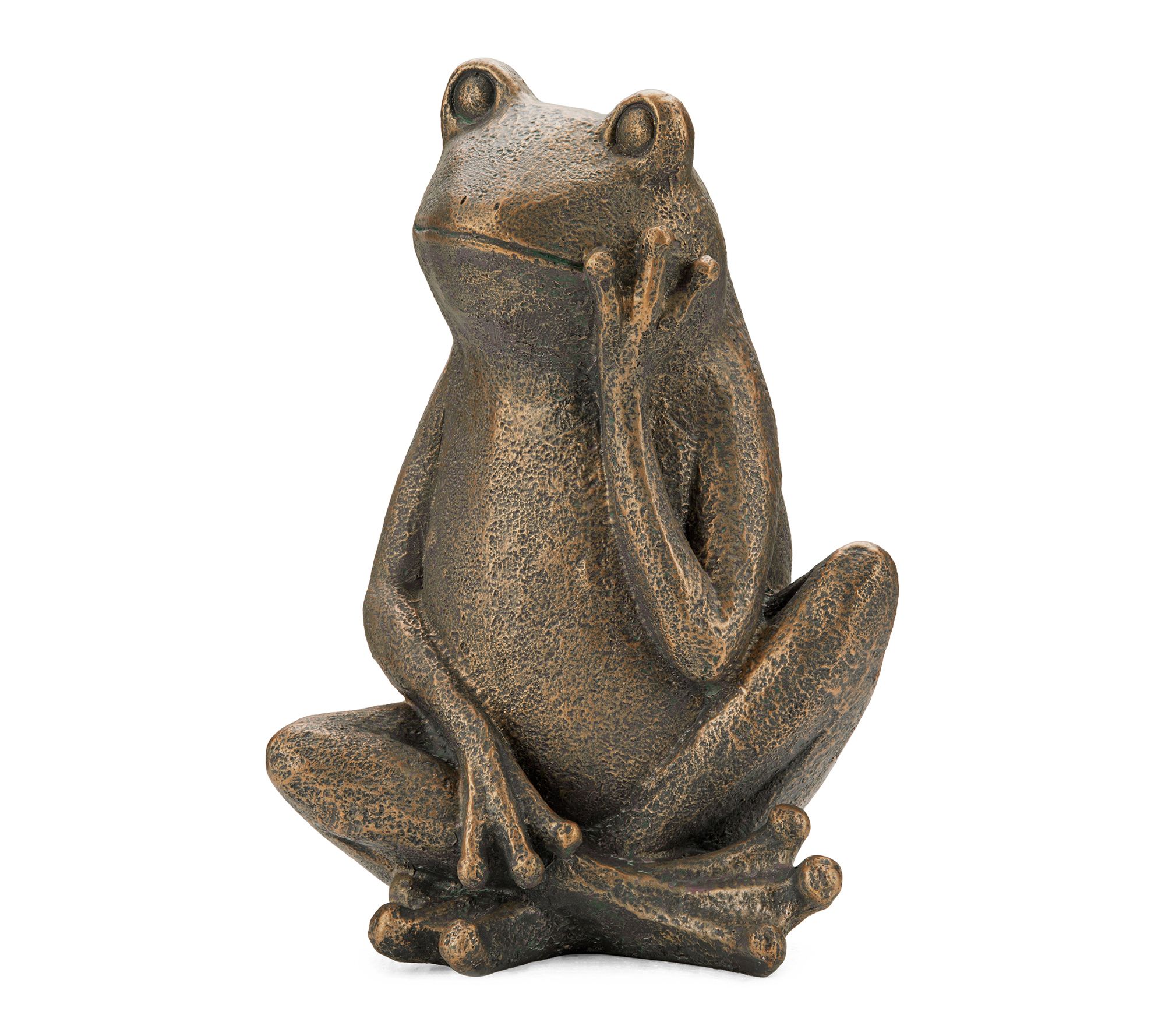 Glitzhome 12''H Resin Bronze Sitting Frog Statue