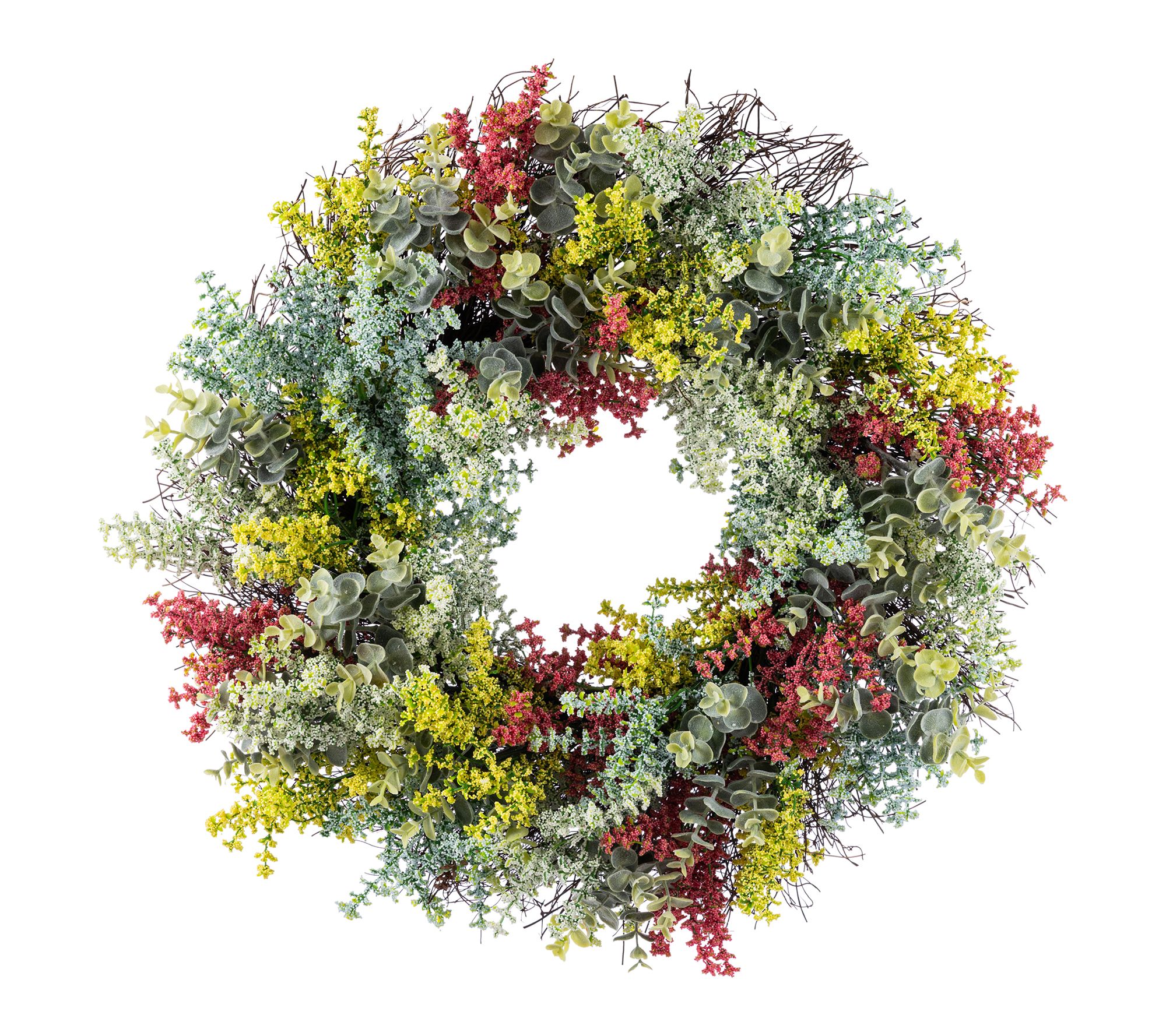 Glitzhome 24"D Mixed Floral Eucalyptus Wreath