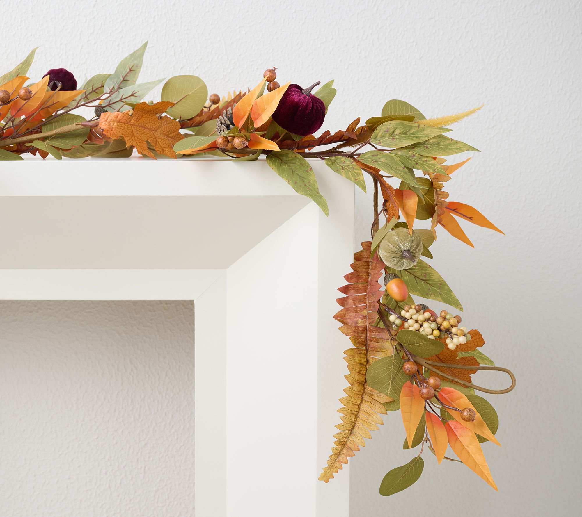 6' Velvet Pumpkin and Leaf Garland by Valerie
