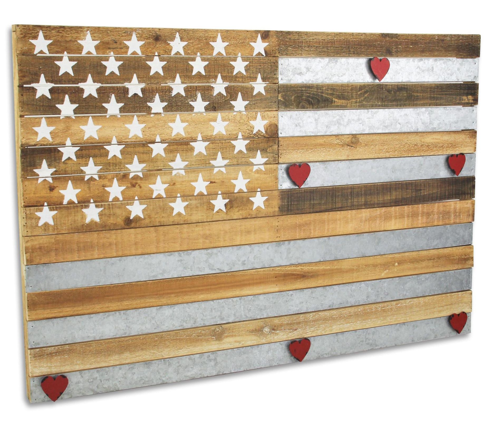 HomeRoots 19" x 31" Brown and Gray USA Wood and Metal Decor