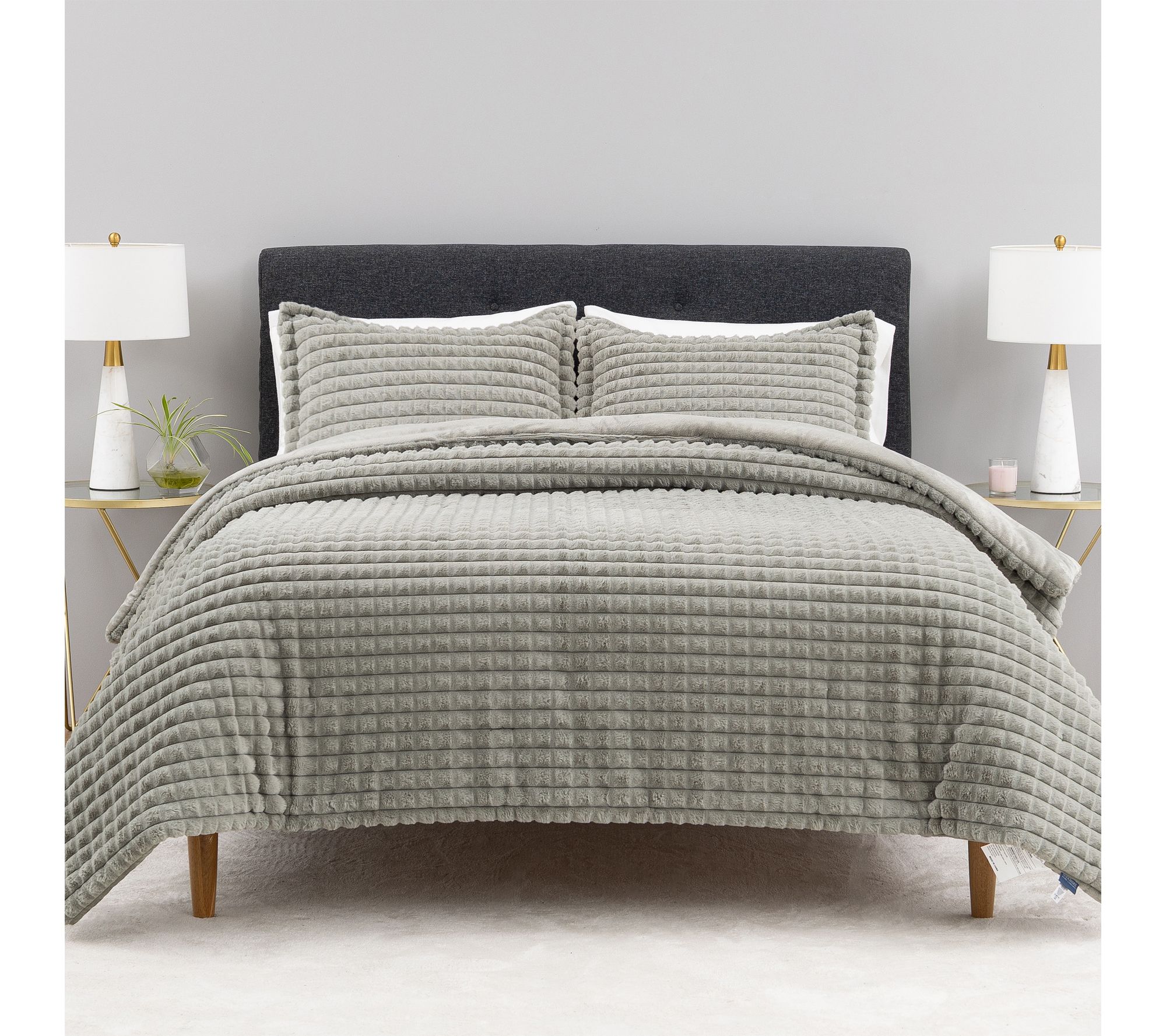 Berkshire Studded Grace Fur Reversible Coverlet Set- Full