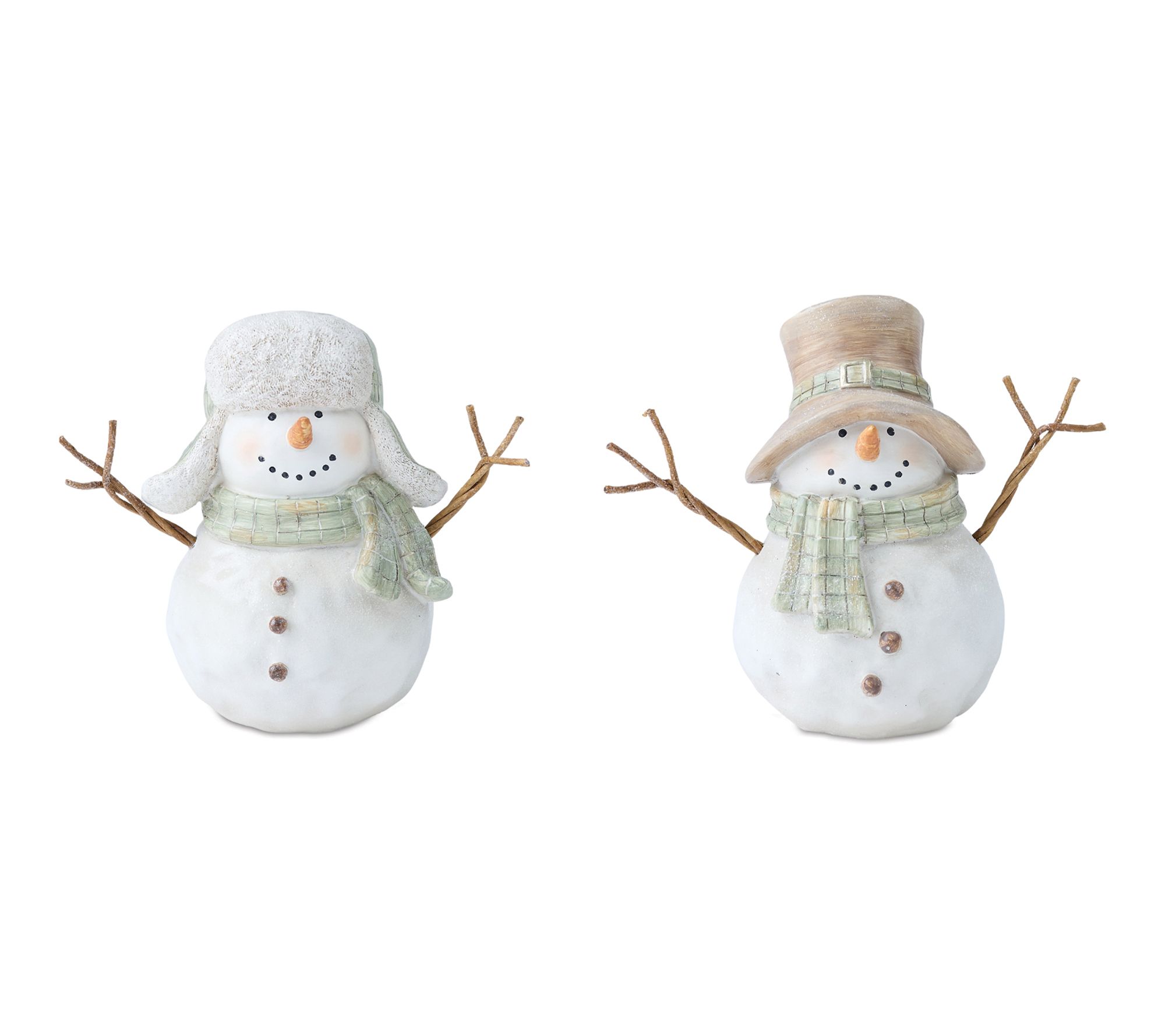 Melrose Glittered Snowman Figurine,Set of2