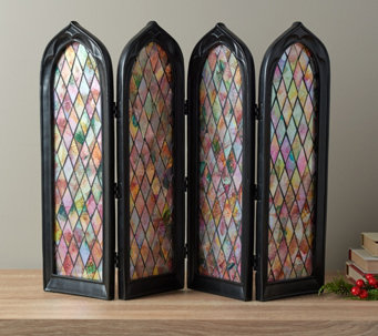 4-Panel Stained Glass Decorative Screen by Valerie - H219489