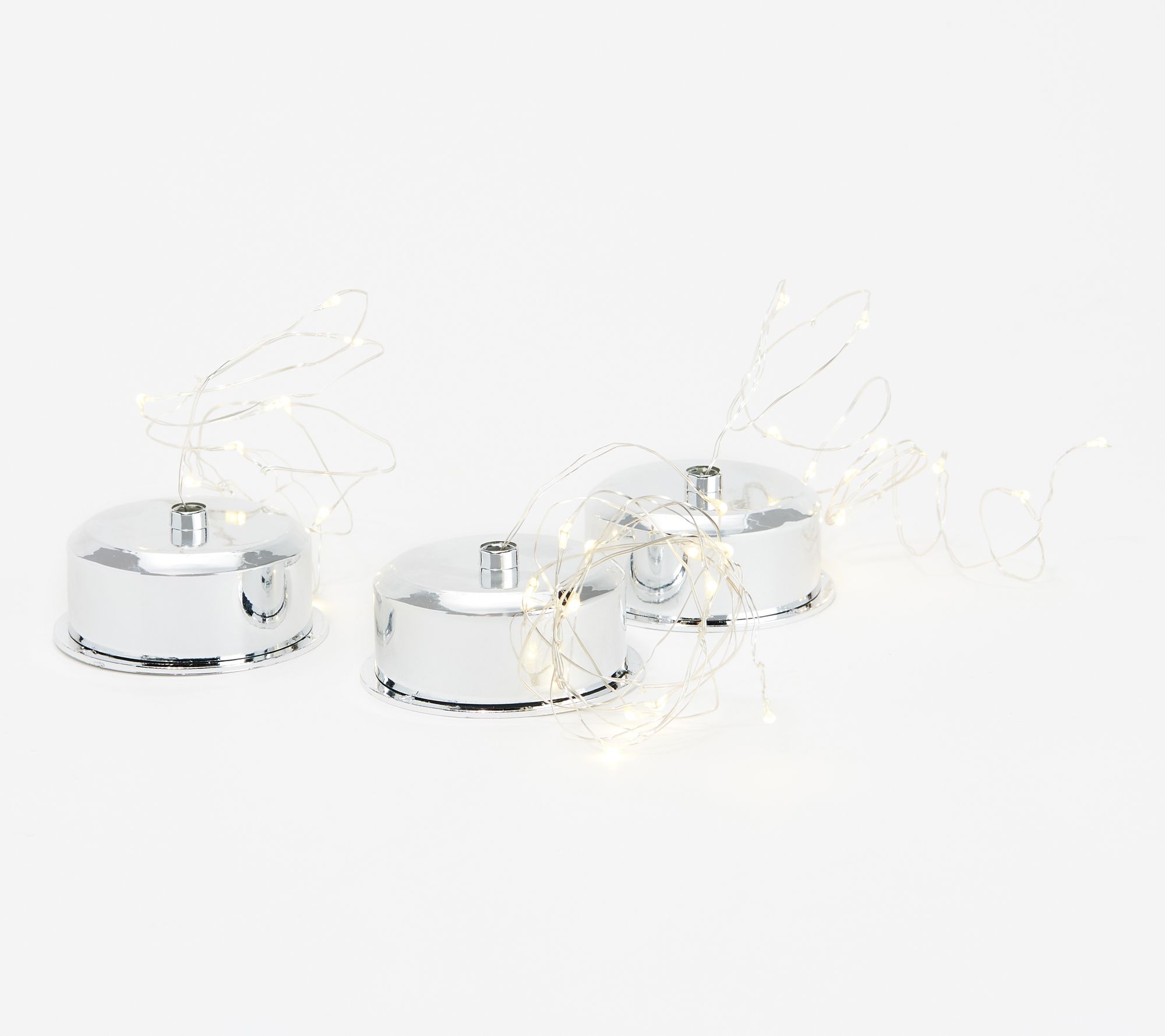 Set of 3 Mercury Glass Apothecary Jars w/ Microlights by Valerie