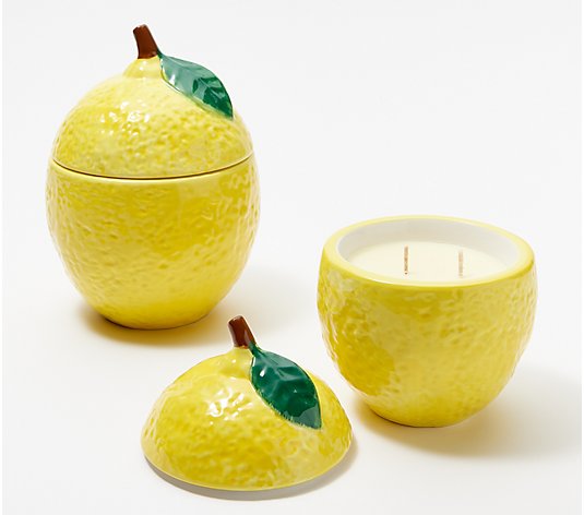 HomeWorx by Slatkin & Co. Set of 2 Lemon Large and Small Filled Candles