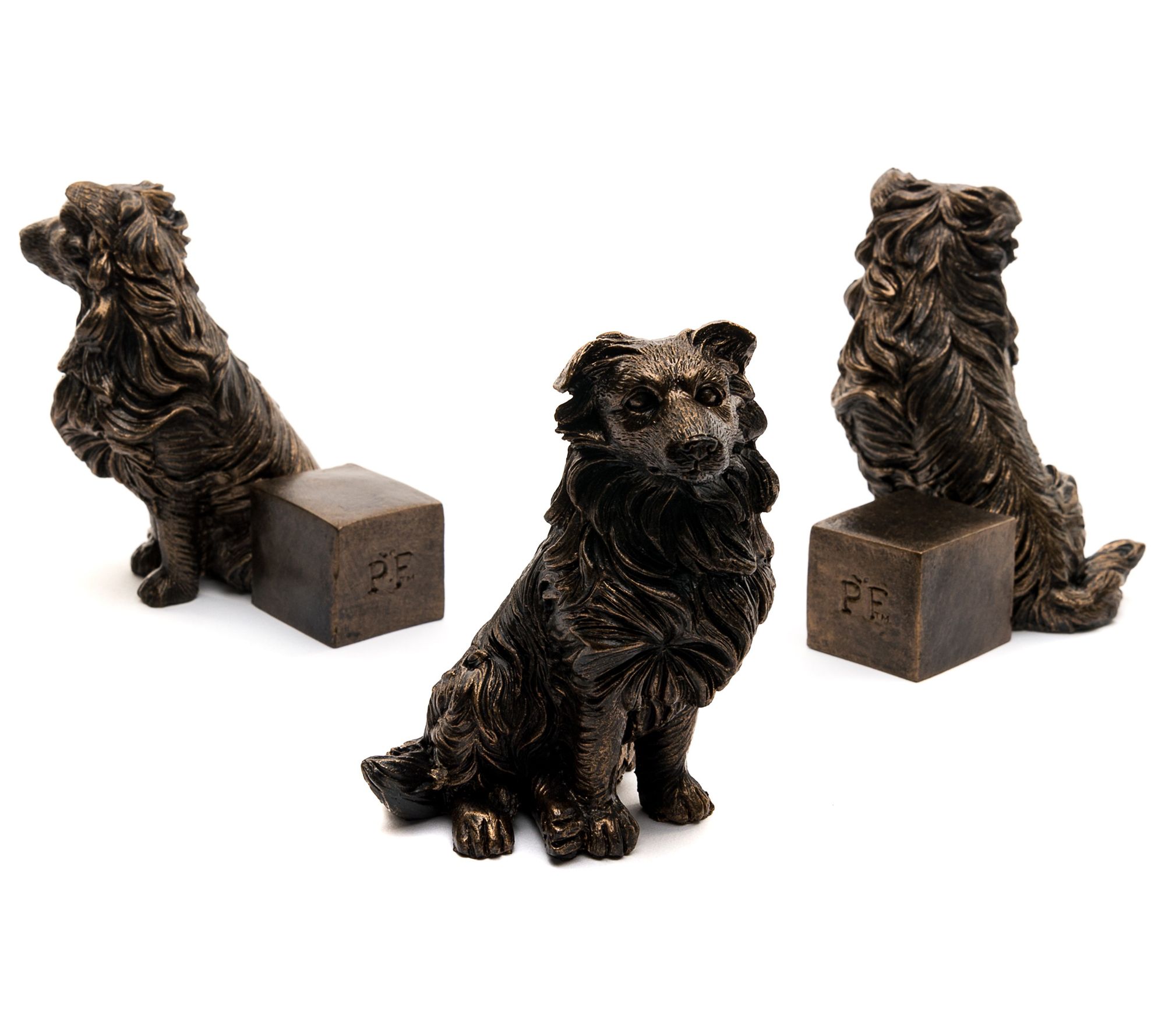 Jardinopia Potty Feet Three Antiqued Bronzed Bo rder Collies