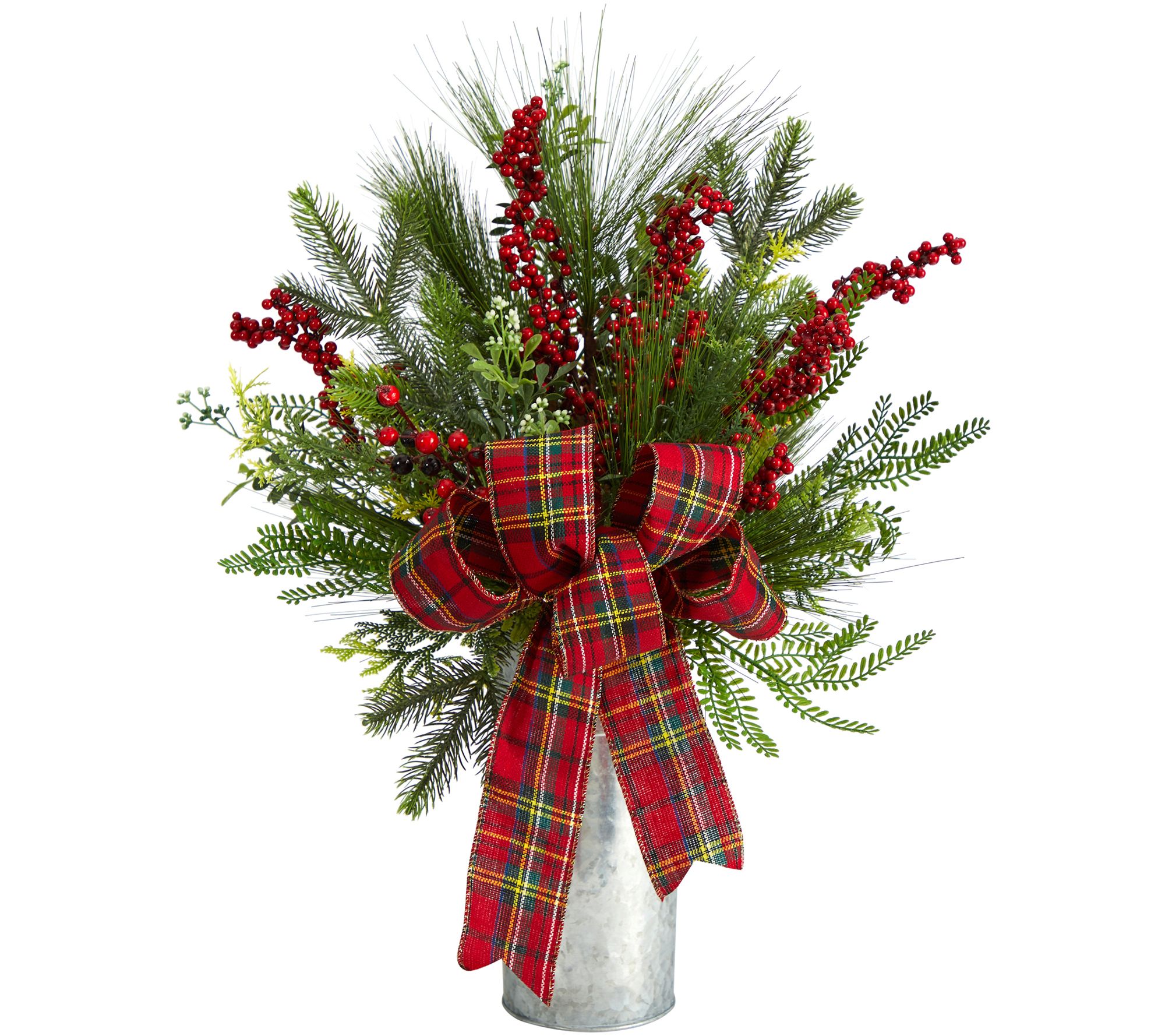 Nearly Natural 28" Holiday Winter Greenery, Berries, Bow Decor