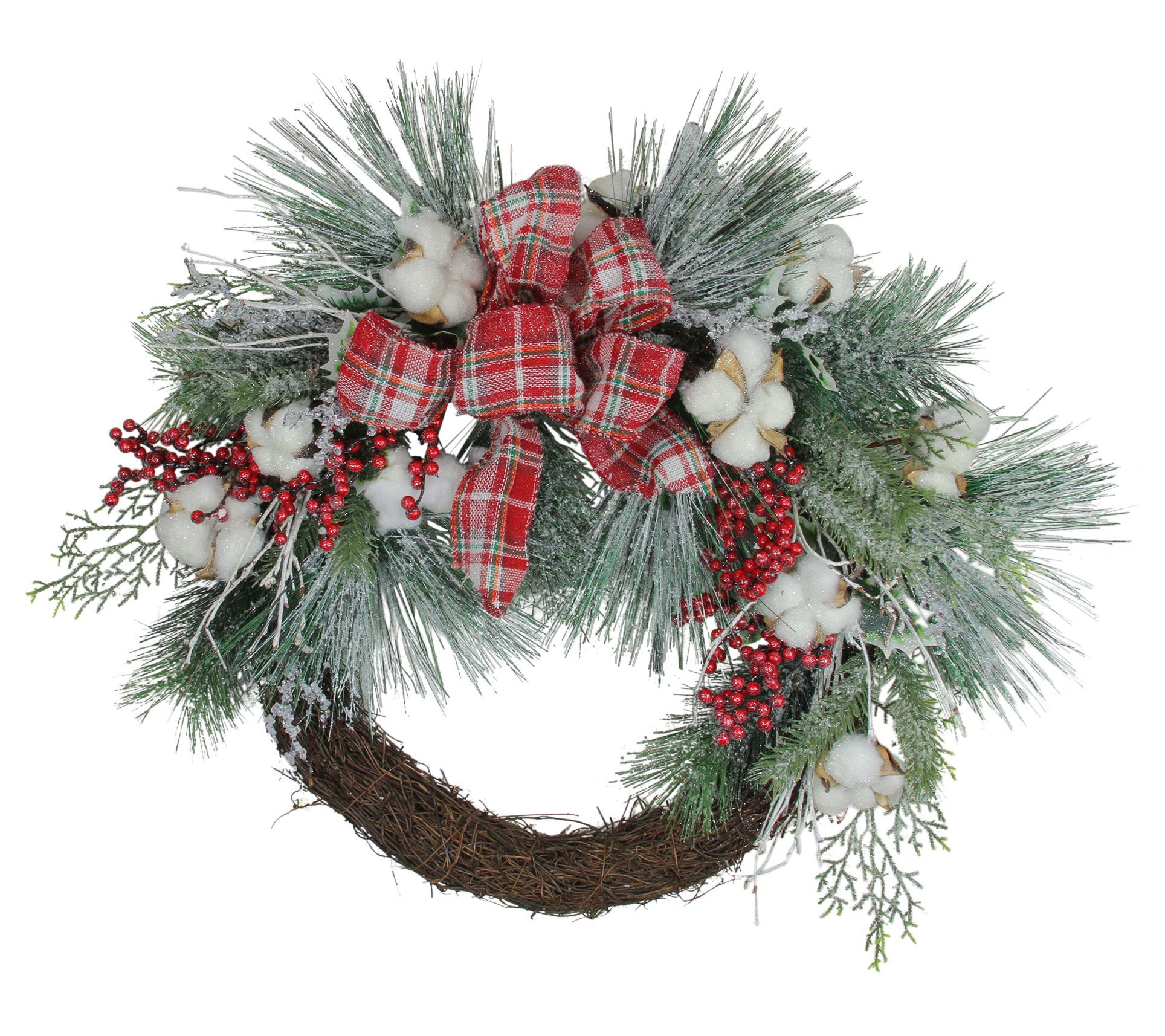 Northlight Red Plaid Bow Wreath