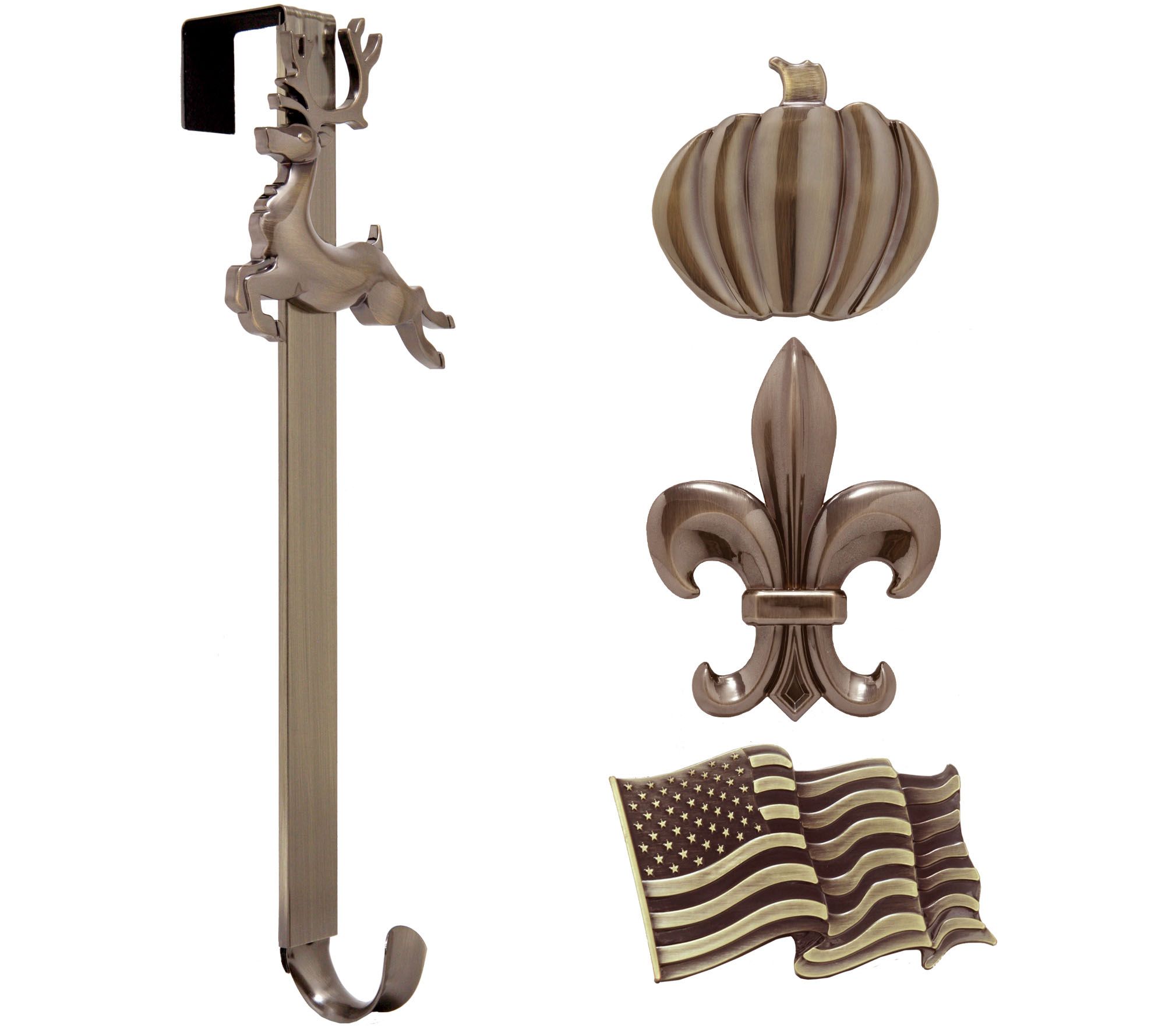 Haute Decor Wreath Hanger with 4 Seasonal Holiday Icons