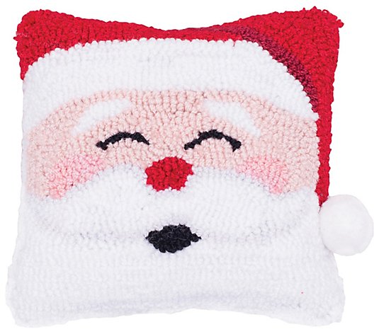 Happy Santa Hooked Pillow by C&F Home