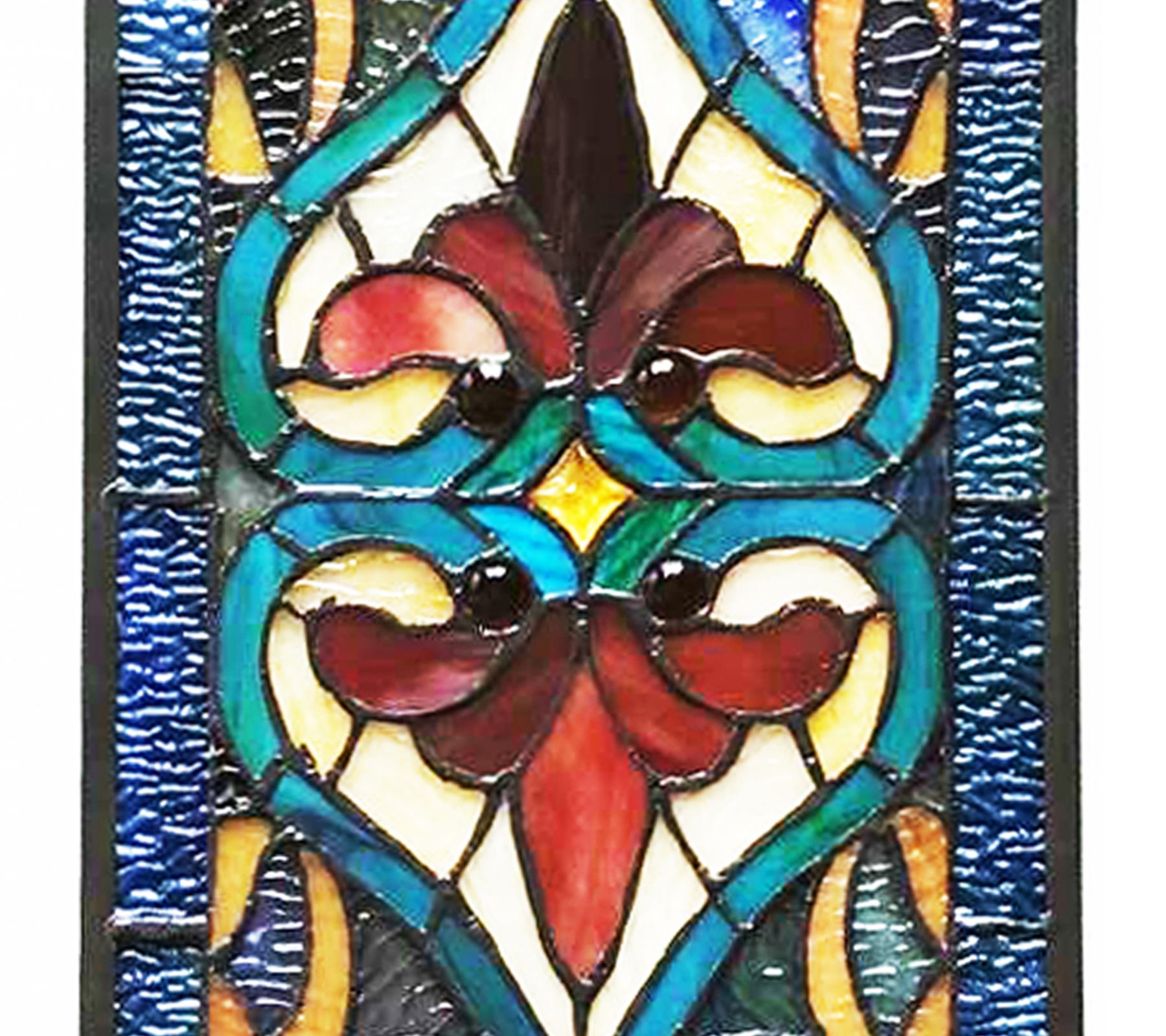 River of Goods 36H Stained Glass Fleur de Lis Window Panel