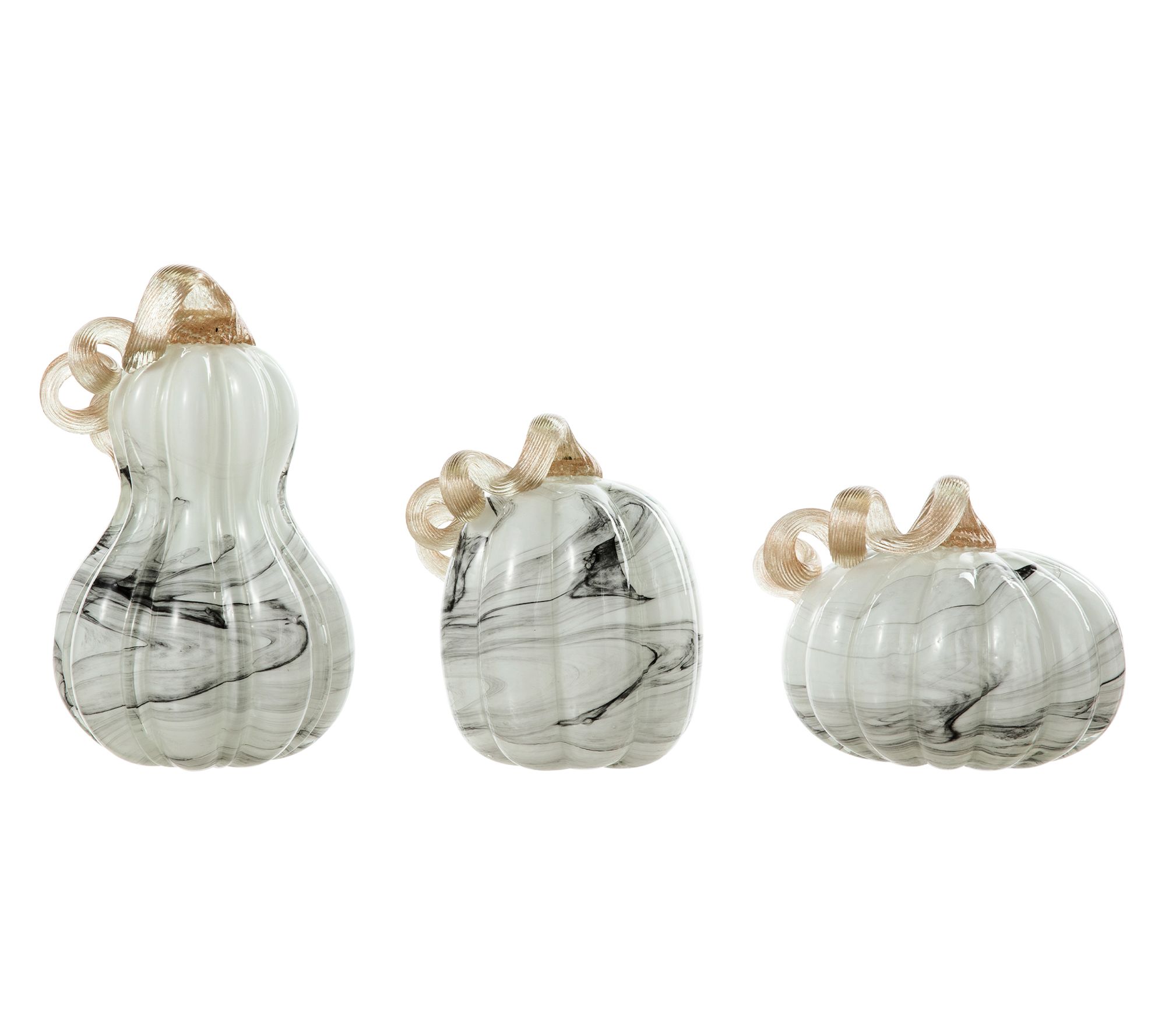 Glitzhome Autumn Shimmer Glass Pumpkin & Gourd Trio S/3