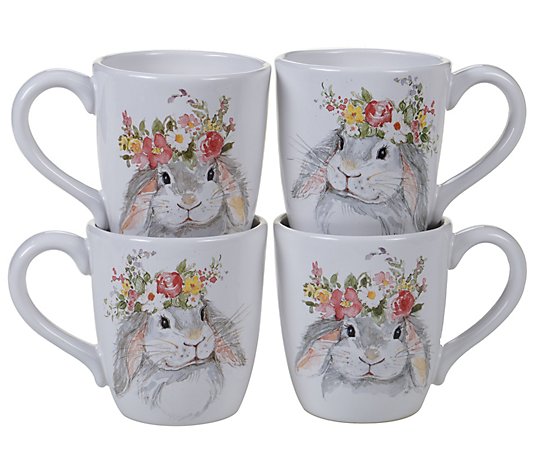 Certified International Sweet Bunny Set of (4)20 oz Mugs