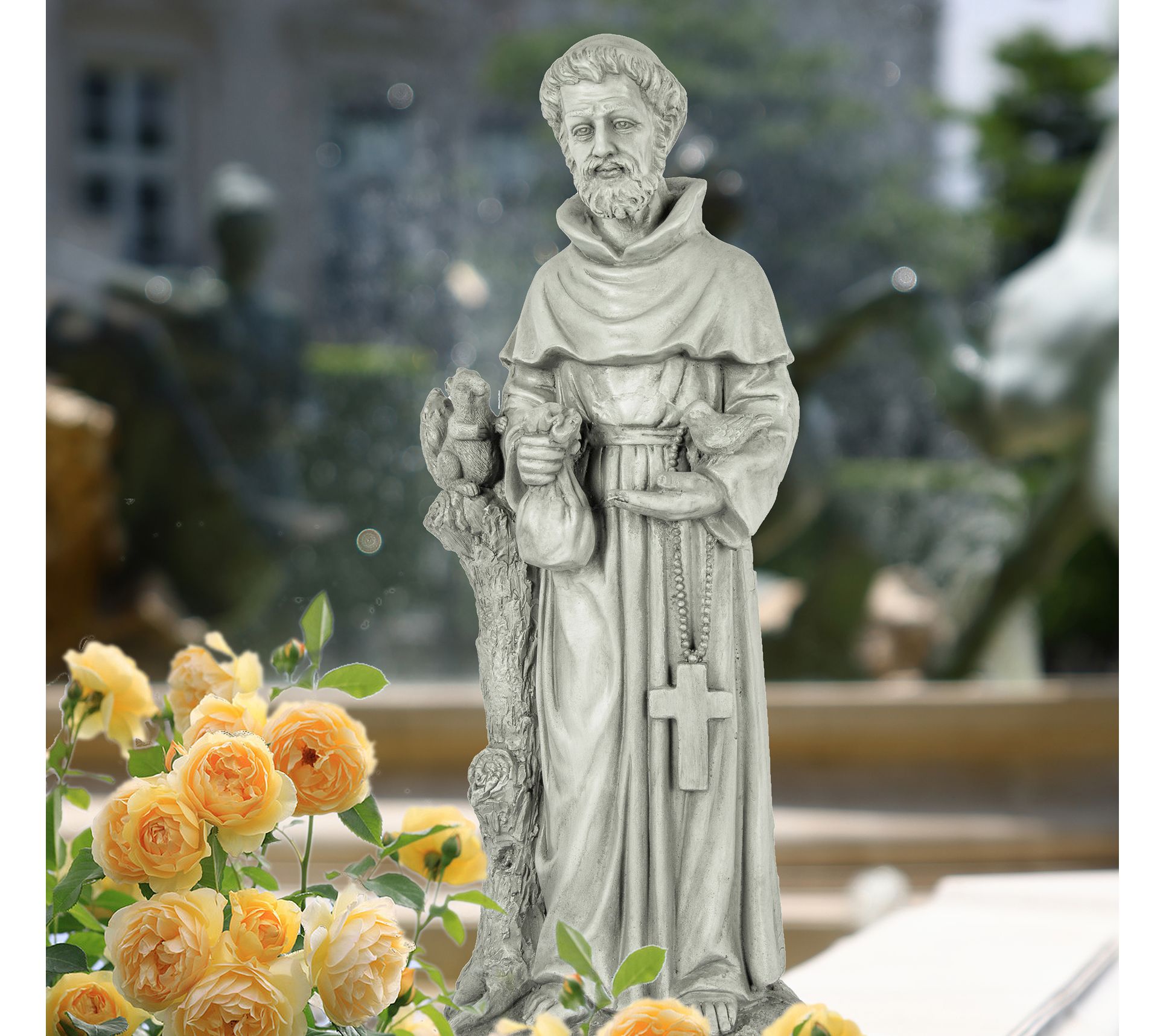 LuxenHome Gray MgO Saint Francis Indoor/Outdoor Statue - QVC.com